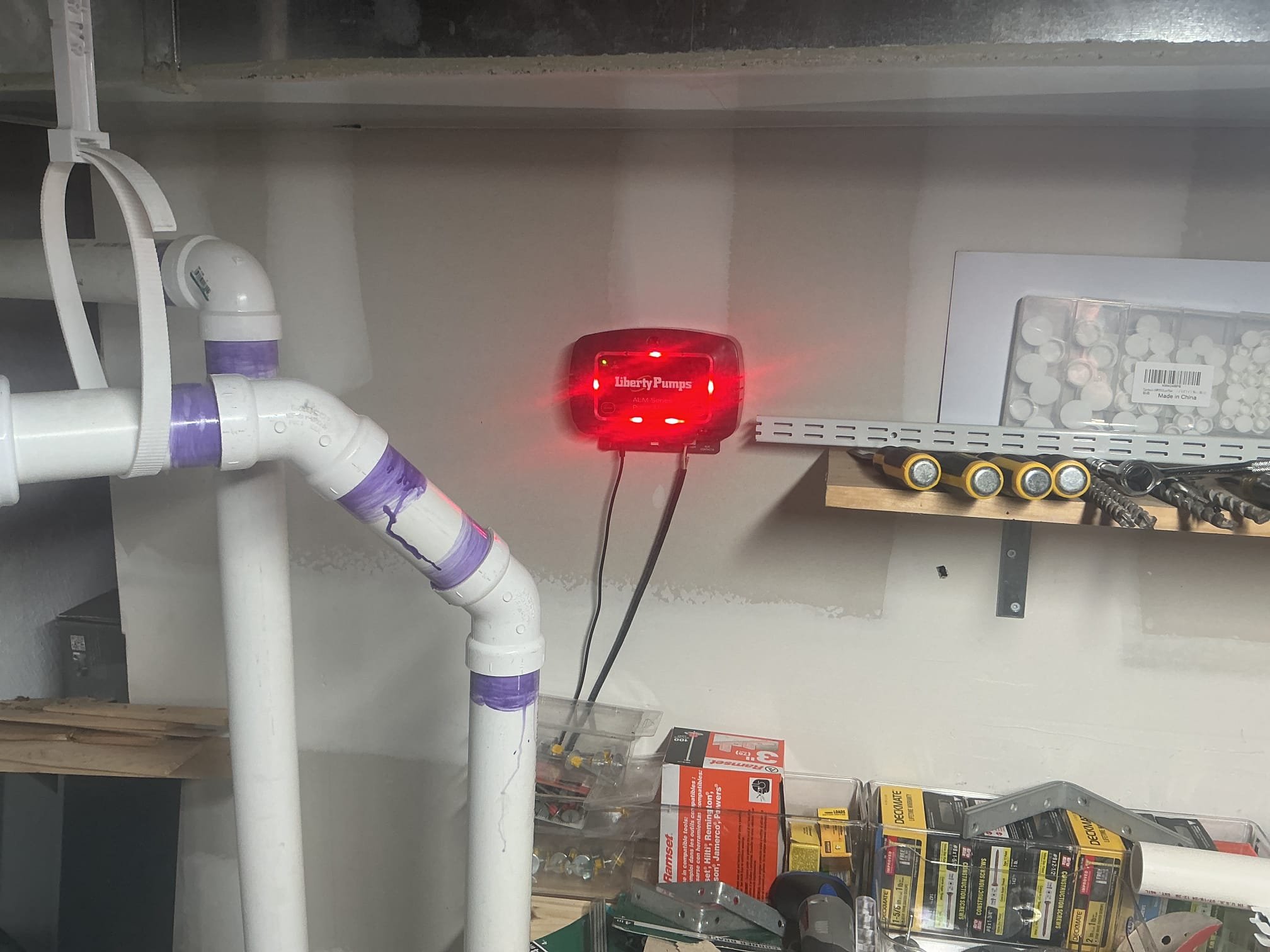 We had recently arrived to the home due to the float alarm going off for the existing sewer ejector, at the time of that service everything appeared to be working properly. Arrived today due to the alarm going off again. I first ran water to fill the basin, after a few minutes the alarm started to go off. I removed the opening in the lid and discovered that the primary float for the pump is struggling to engage resulting In the alarm going off. Replacement of the part is recommended to prevent the alarm from going off. Will email over quotes to the client for replacement of the primary float.