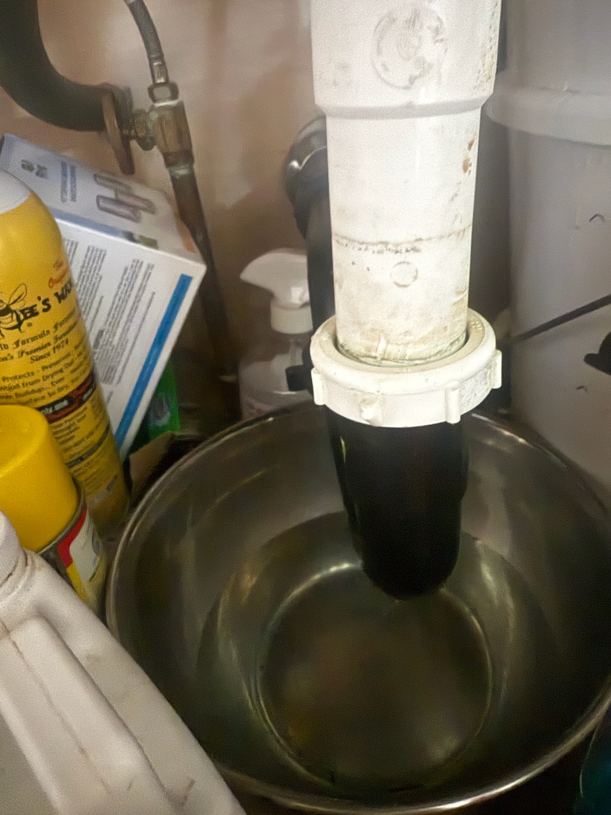 Arrived to the home, customer states leak under the kitchen sink whenever the furnace is in use. I discovered that the discharge hose for the condensate for the furnace is 3/4 and the existing tailpiece is 1/2. Also, the discharge hose for the dishwasher needs replacement, I have passed off our Appliance company for the client. Lastly, the kitchen faucet is loose and very low pressure. I provided options and customer would like to just have the leak under the sink fix at this time.

Disconnected and removed existing tubular drainage under the kitchen sink.
Supplied and installed new tubular with correct tailpiece for the condensate.
Secured all my connections and force the pump to turn on to check for leaks.
There are no leaks at this time.