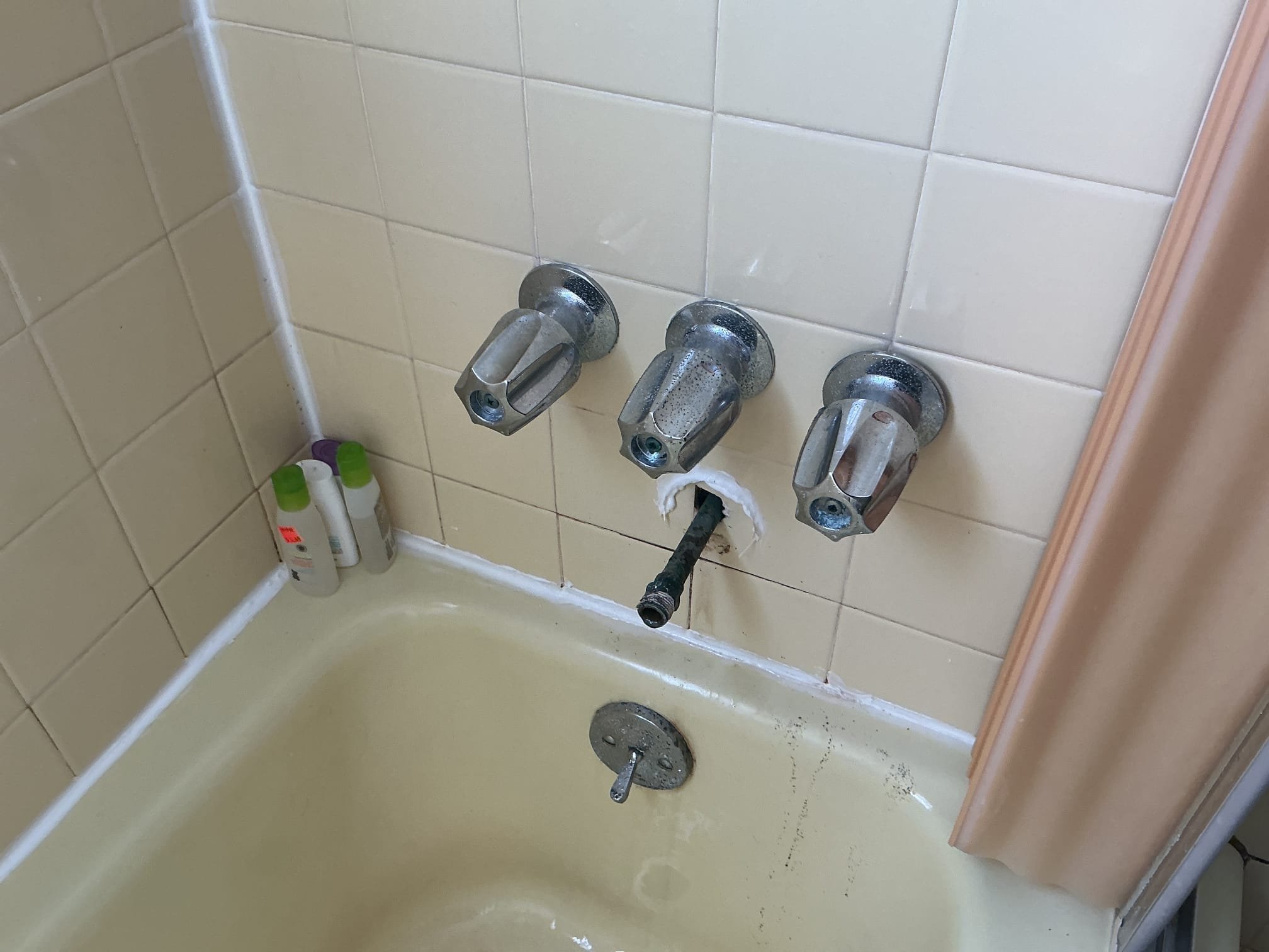 Arrived to the home for an active leak and the customer had turned the water off to the home. After a through evaluation I was able to determine that the cause of the leak is coming from the three handle shower valve. The existing tub spout failed due to a steady drip from the shower valve. With the tub spout broken it was leaking water in the wall creating the leak in the basement, also the stem unit on the hot side was leaking whenever the shower was turned on. I provided options and customer would like us just to repair the shower valve for today.

Disconnected and removed existing trim and stem units.
Supplied and installed new stem units and seats.
Secured my connections and turned the water back on to check for leaks.
There are no leaks at this time.
Caulked trim for client as well.

*Customer has requested a hard copy of the invoice mailed to their home.
*If client calls us back within 90days from today’s service, I will give half credit back towards replacement of shower valve.