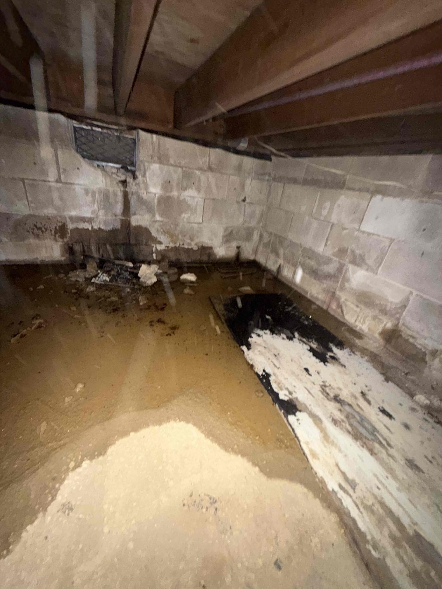 Arrived on site customer stated stated that they are having a bad smell coming from bathroom on left side of the home and nothing is draining upon inspection found that the main line is backed up if not just that branch line. Recommend pulling toilet and snaking from that point out to the main. Also found while in the crawlspace that the sump pump is no longer operable and needs to be replaced. Gave options and customer would like to move forward with snaking the main line at this time. Pulled toilet and snaked main line sent snake out as far as we could approximately 110’ and ran into a blockage was able to restore flow in the home. Sent down camera and found we are hitting a hard stoppage right out the home indicating some sort of break or separation. recommend installing a cleanout right outside the home required by code to fix problem section of piping and then to further scope the rest of the line to ensure there is no other issues. At this time customer stated that they would lik