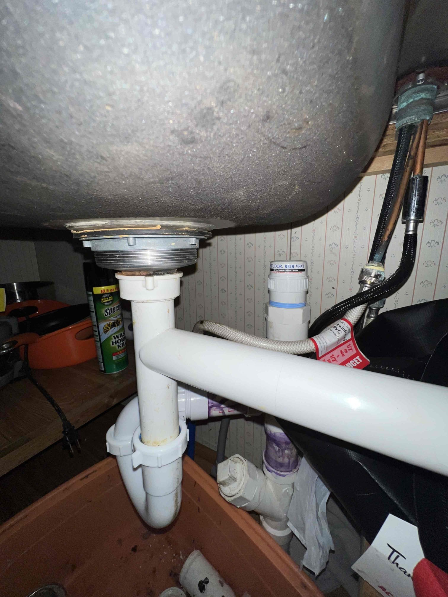 Arrived on site client stated they had a kitchen clog and a leak under the sink. Upon inspection client had a studor vent that was bad and the trap underneath was leaking because it was unable to be inserted all the way in properly. Piped in the trap properly with a tubular trap and replaced the studor vent underneath. Clients stated the kitchen sink drain much better now.