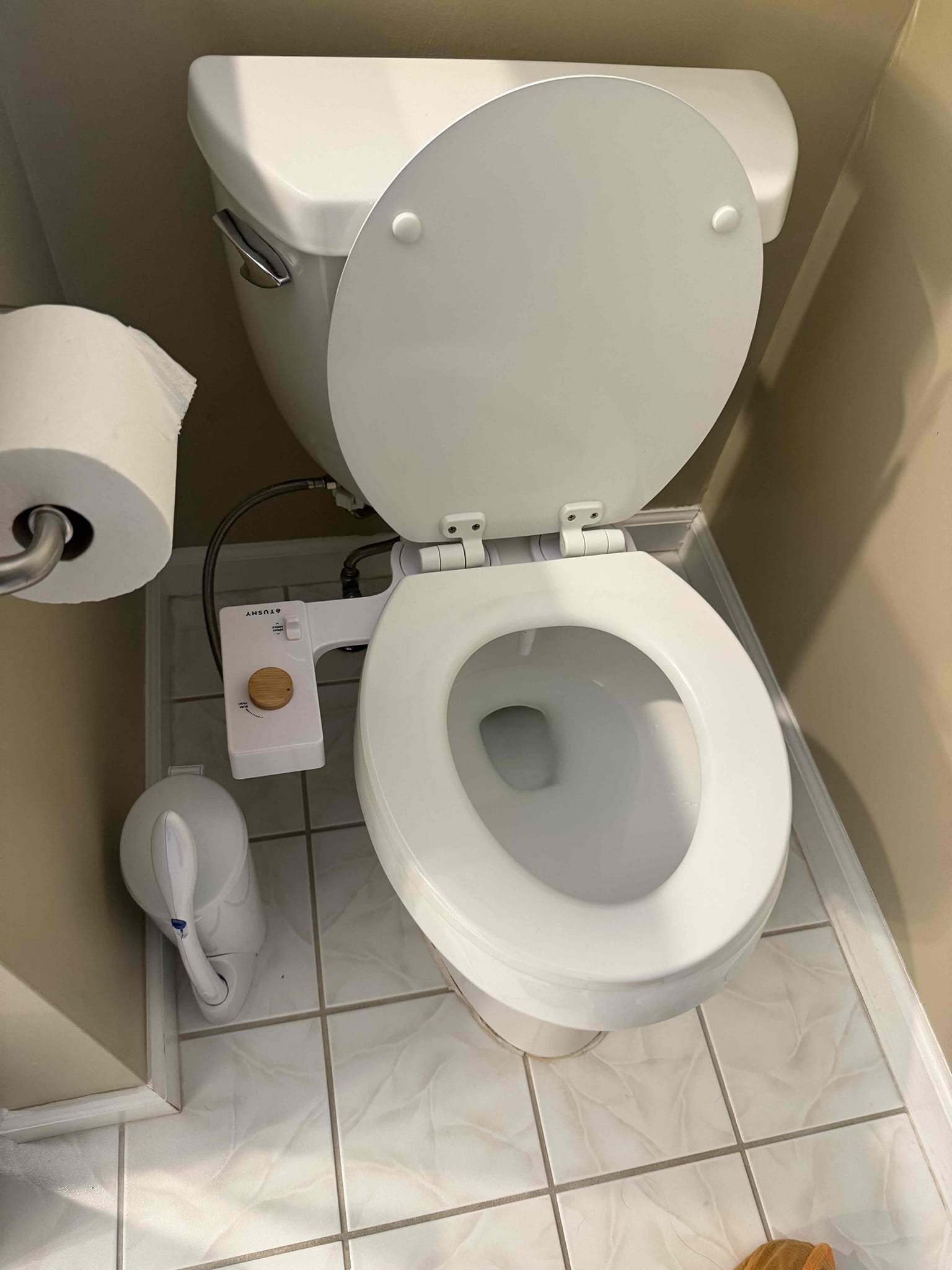 Two basic toilets 
Arrived to home for new toilet. Today MyGuy supplied and installed 2 American standard cadet pro toilets and tested for leaks. There are none at this time. As courtesy installed bidet for one toilet. Flanges were in good shape and valves were swapped out.