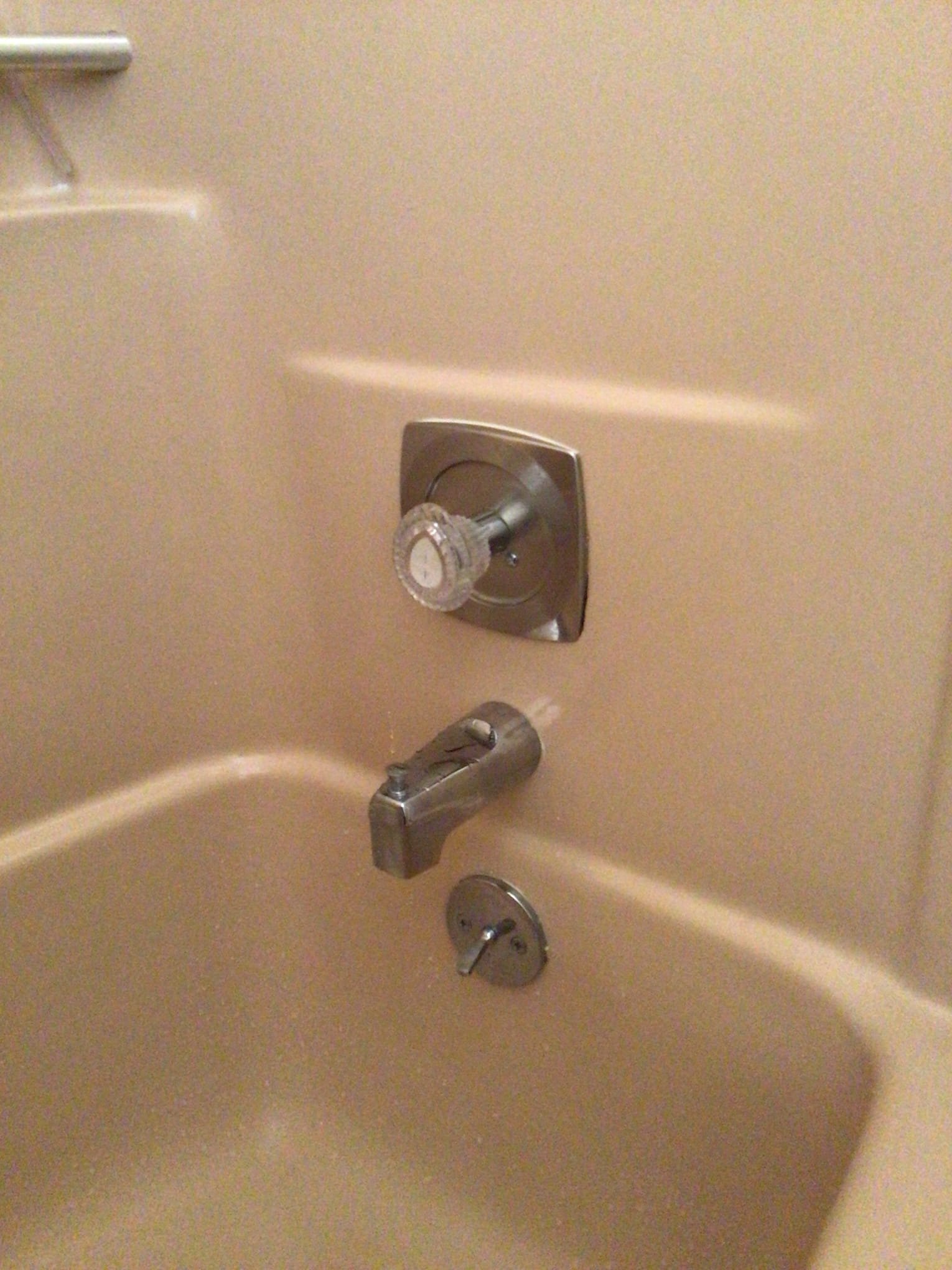 Arrived on site client stated they had a home inspector say the tub spout diverter needed to be changed because it was letting out too much water when diverting to the shower. Replaced the tub spout and there is an improvement but small amount of water will still get by.