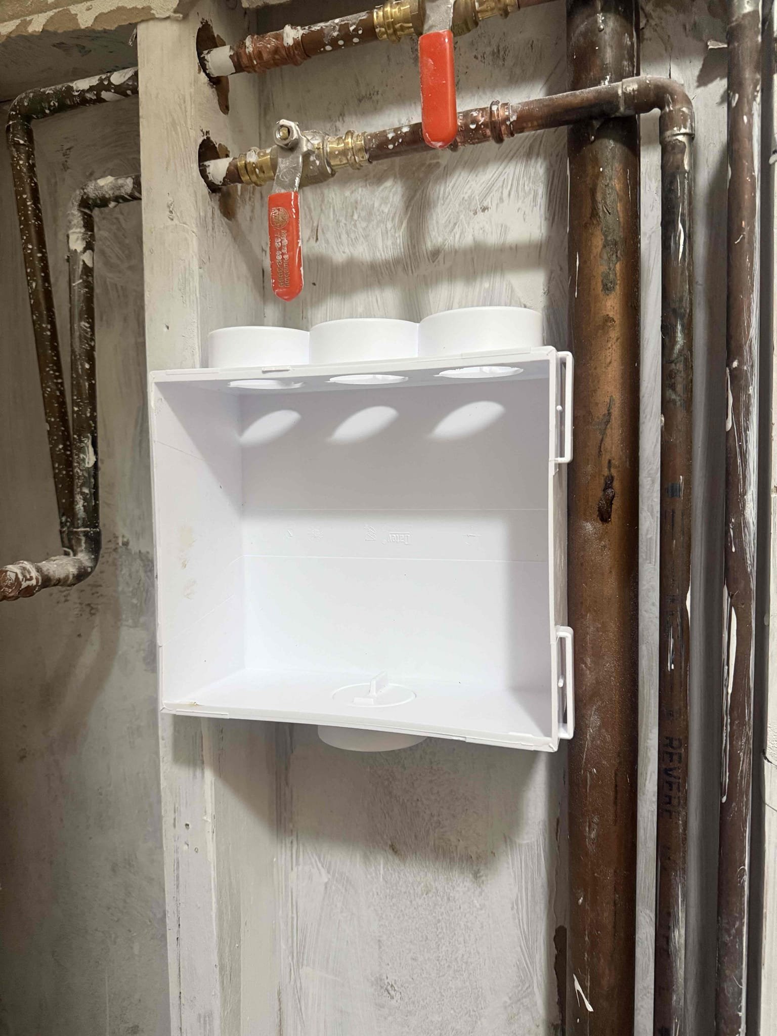 New washer box laundry hoses and move washer
Arrived to home to install laundry box. MyGuy supplied and installed new laundry box in customer wall. Had to remove Sheetrock she is aware that we don’t put back. Cut and re routed water and drain lines. Everything is secure and tested for leaks. Ran and drained washer. There are no leaks at this time.