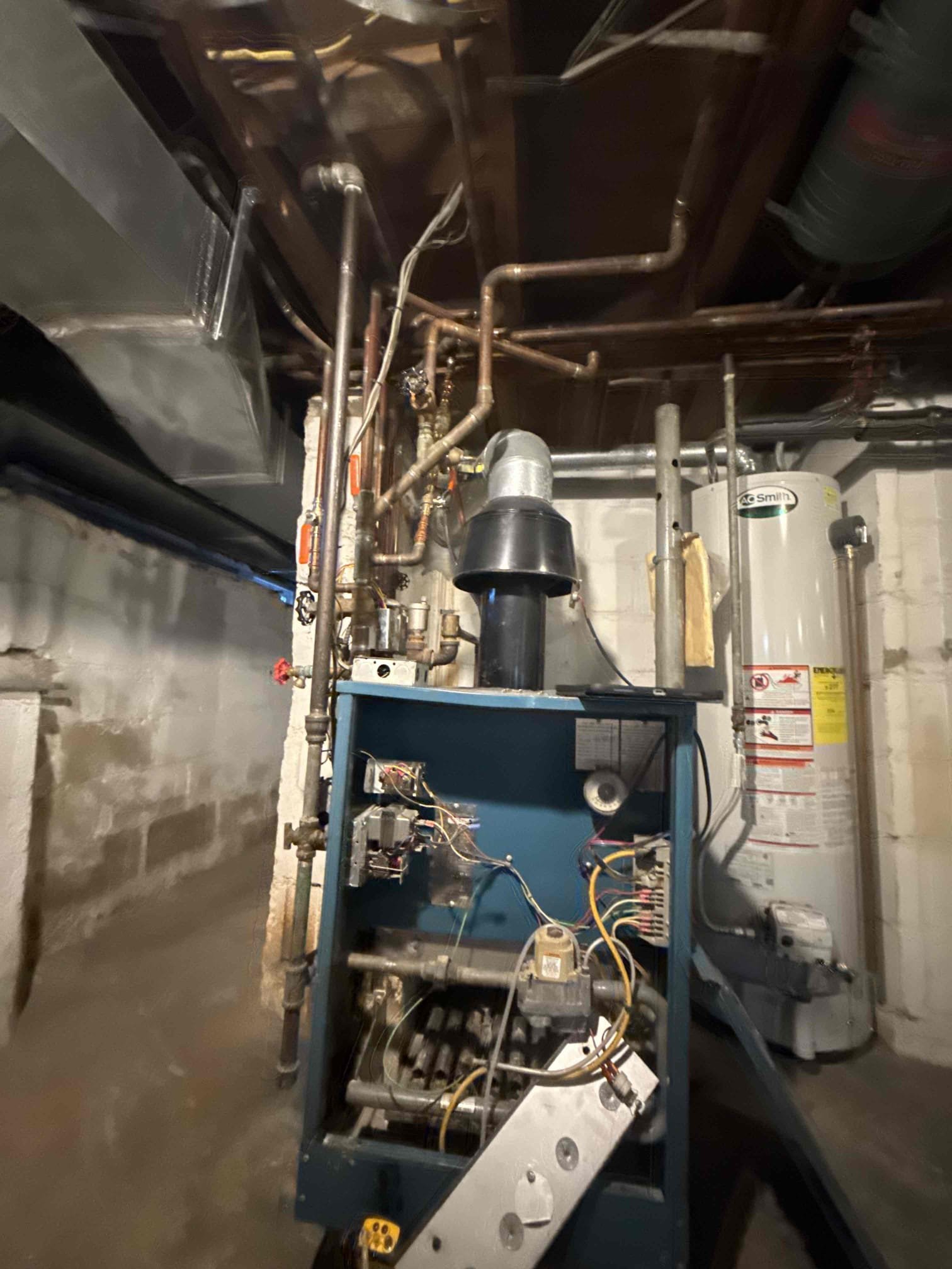 Arrived on site customer stated that they have no heat. Upon inspection found that the boiler is not firing. Contacted tech support and they stated that the control module and the blocked vent sensor has failed. Replaced sensor and control module and boiler is now operating as it should but found that the damper needs to be manually open indicating that the motor had failed. Replaced damper as well and everything now appears to be in working order and there appears to be no leaks at this time. Collected payment.