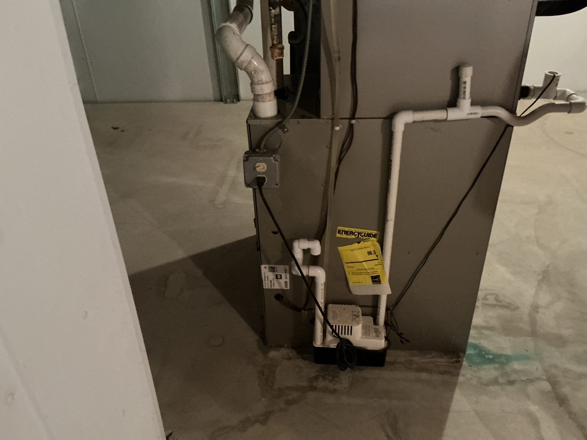 Arrived to the home, client had just recently nought their home and were hearing noises in the just the downstairs powder room only, as if water was draining under the sink. I looked under the sink and discovered a Dw tailpiece that accents the condensate from the 90% efficient furnace in the basement. Gave client a complete anatomy lesson on the differences and how a 90% efficient furnace will condensate in both the summer and the winter. Other than it becoming an annoyance, this type of set up is code compliant. Will leave a cost to relocate the condensate line direct to the main building drain.