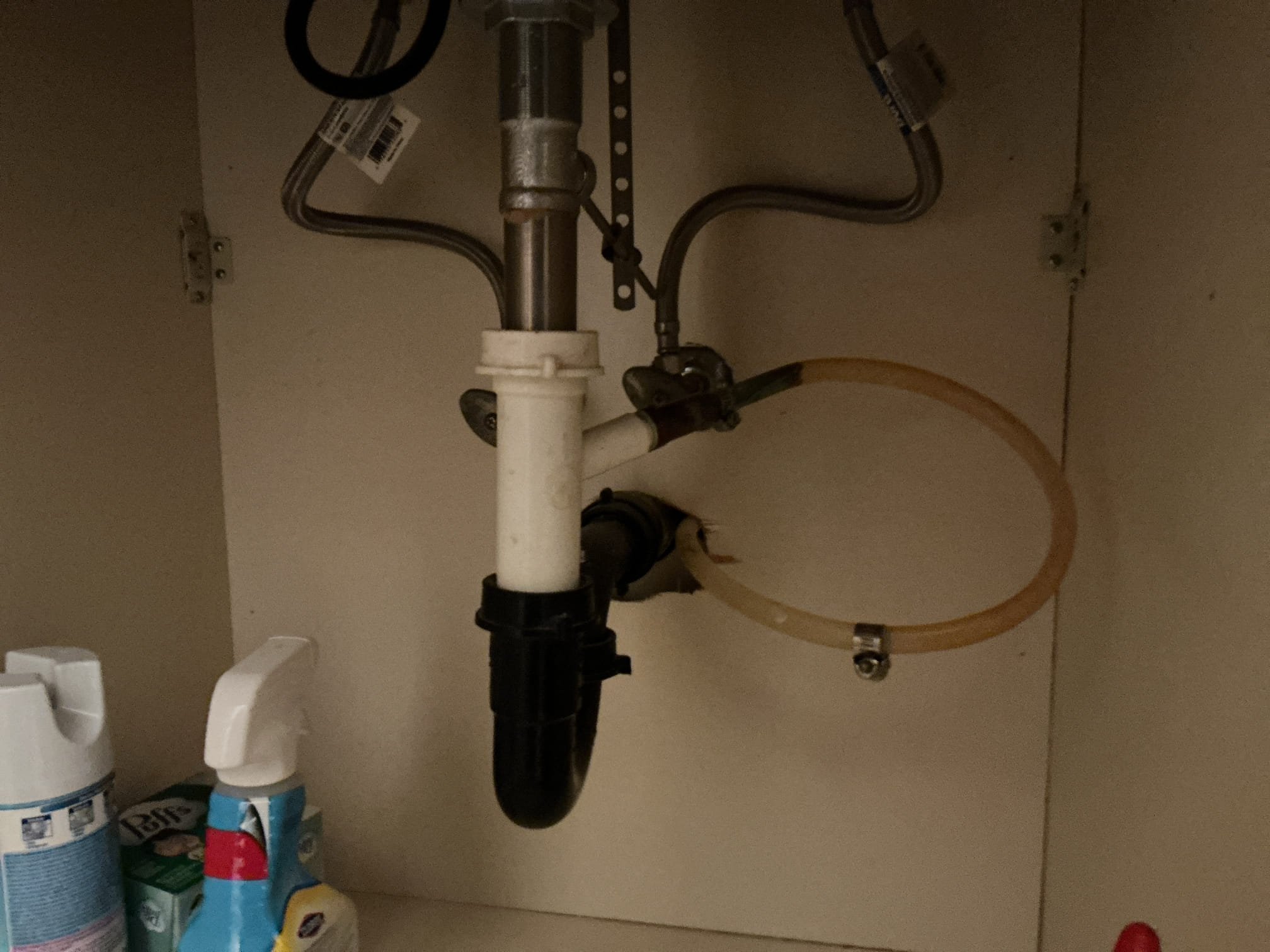 Arrived to the home, client had just recently nought their home and were hearing noises in the just the downstairs powder room only, as if water was draining under the sink. I looked under the sink and discovered a Dw tailpiece that accents the condensate from the 90% efficient furnace in the basement. Gave client a complete anatomy lesson on the differences and how a 90% efficient furnace will condensate in both the summer and the winter. Other than it becoming an annoyance, this type of set up is code compliant. Will leave a cost to relocate the condensate line direct to the main building drain.