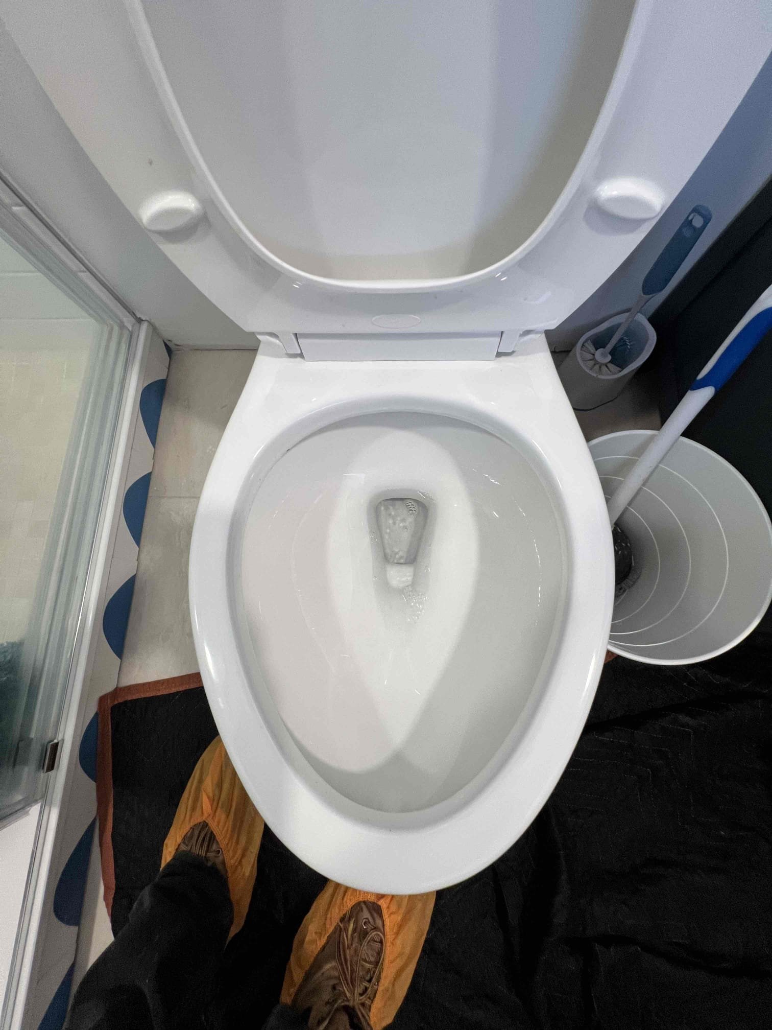 Arrived on its client stated their bathroom toilet was clogged and everything else was draining fine. Toilet was just installed earlier in the year and client would just like for it to be augered. Snaked the toilet and flushed multiple times. Toilet is now flushing as it should.