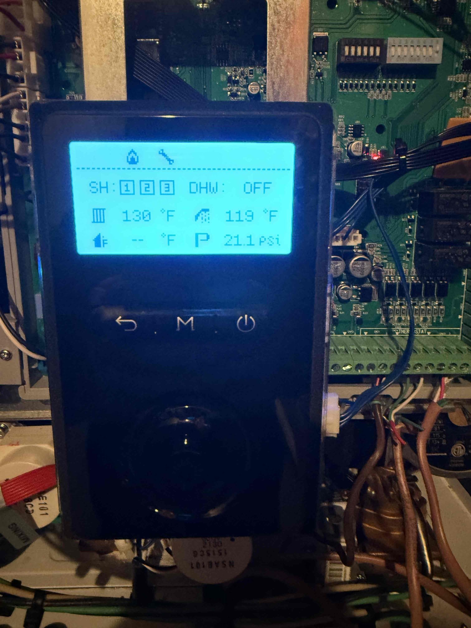 Arrived on site installed 3 way valve and replaced can vent on circulator pump. Tested all work and ran all heat and hot water in each building and everything appears to be in working order and there appears to be no leaks at this time. Work performed under warranty.