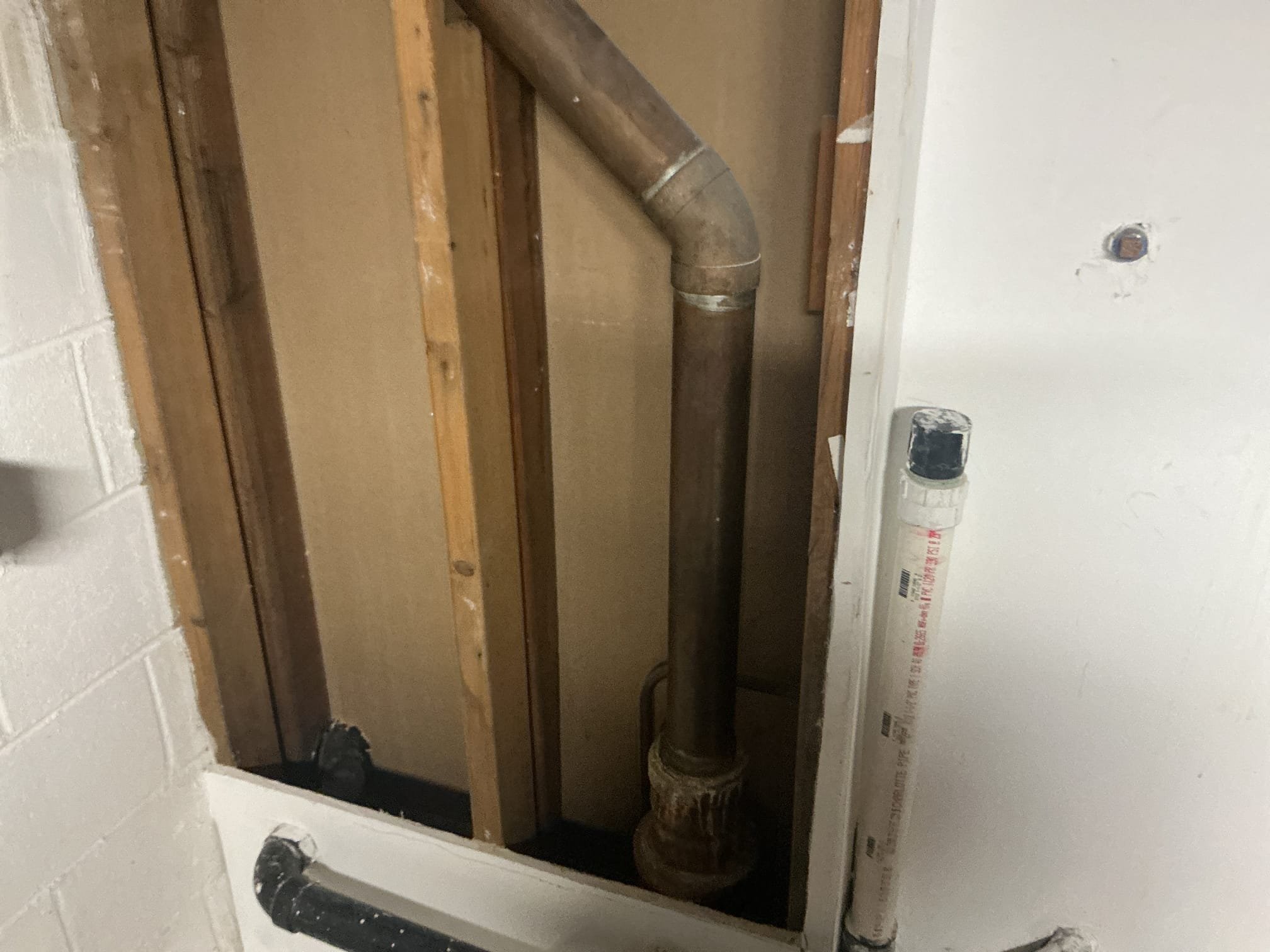 Cut drain in basement.
Supplied and installed new pvc pipe and cleanout fitting in the basement for future service of building drain.
Adapted to existing copper using no hub connections.
Secured connections and ran fixtures in the home to check for leaks.
There are no leaks at this time.

Supplied and installed new basket strainer for the right bowl on the kitchen sink.
Secured those connections and pressure tested sink to check for leaks.
There are no leaks at this time.
Removed carbon filter and tap on kitchen spread.
Installed new sink hole covers and relocated the soap dispenser for the client.

*We had recently replaced all the toilets in the home, client states a small leak under one of the toilets. After a full evaluation I discovered that the new shut off valve I supplied appears to be defective with a minor leaks coming from the threads. I replaced the valve and checked for leaks, I then noticed the the 3/8 brass nipple had broke, Replaced the supply line, nipple, and valve fo