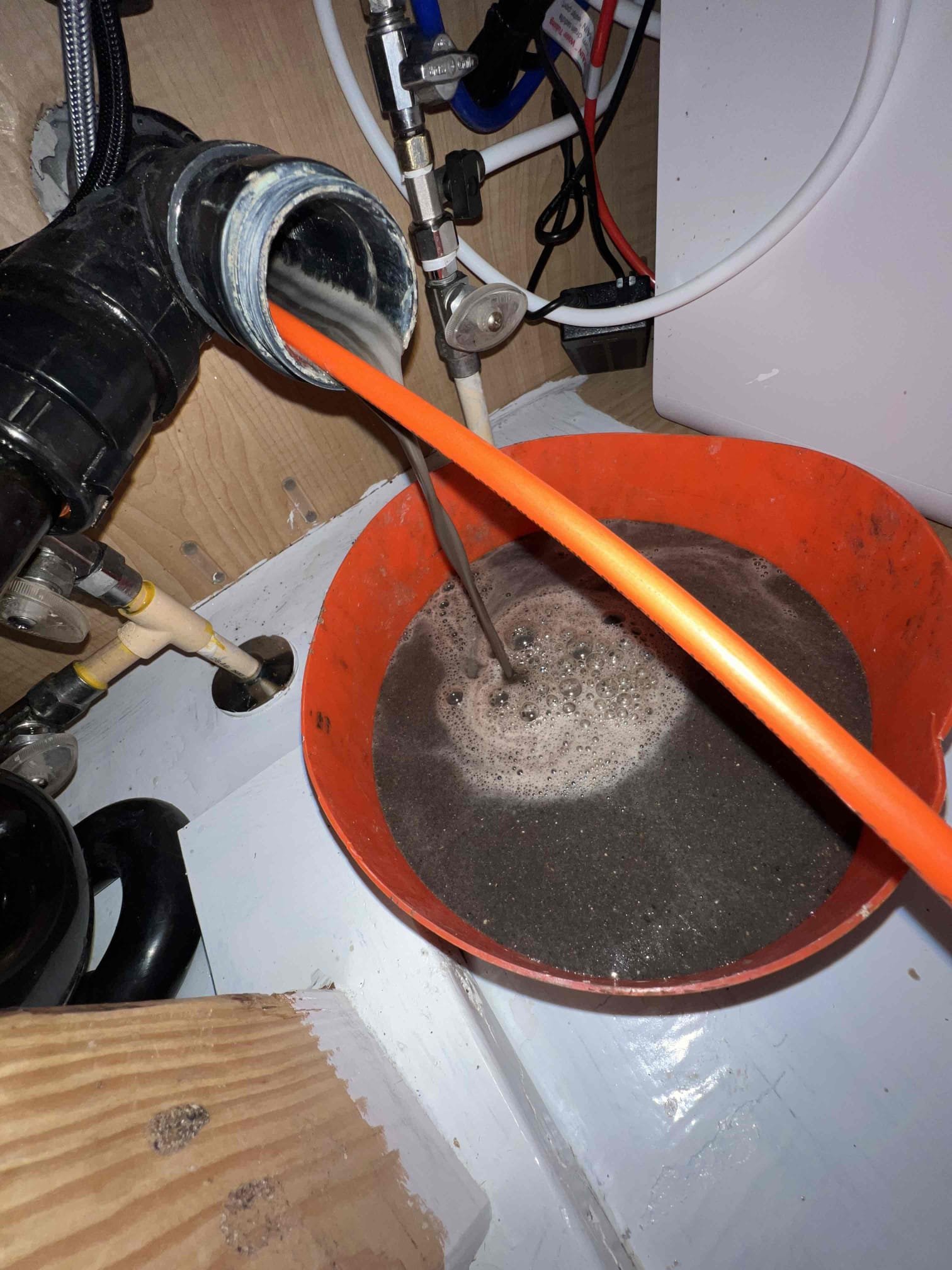 Arrived on site client stated their kitchen sink was backed up. Client stated someone tried to snake it and white stuff came up. Gave estimates to hydro jet the kitchen sink and client would like to move forward today with a membership. Hydro jetted and snaked the kitchen line multiple times and when done we filled the sink with hot water and dumped it. Kitchen sink is now draining as it should.