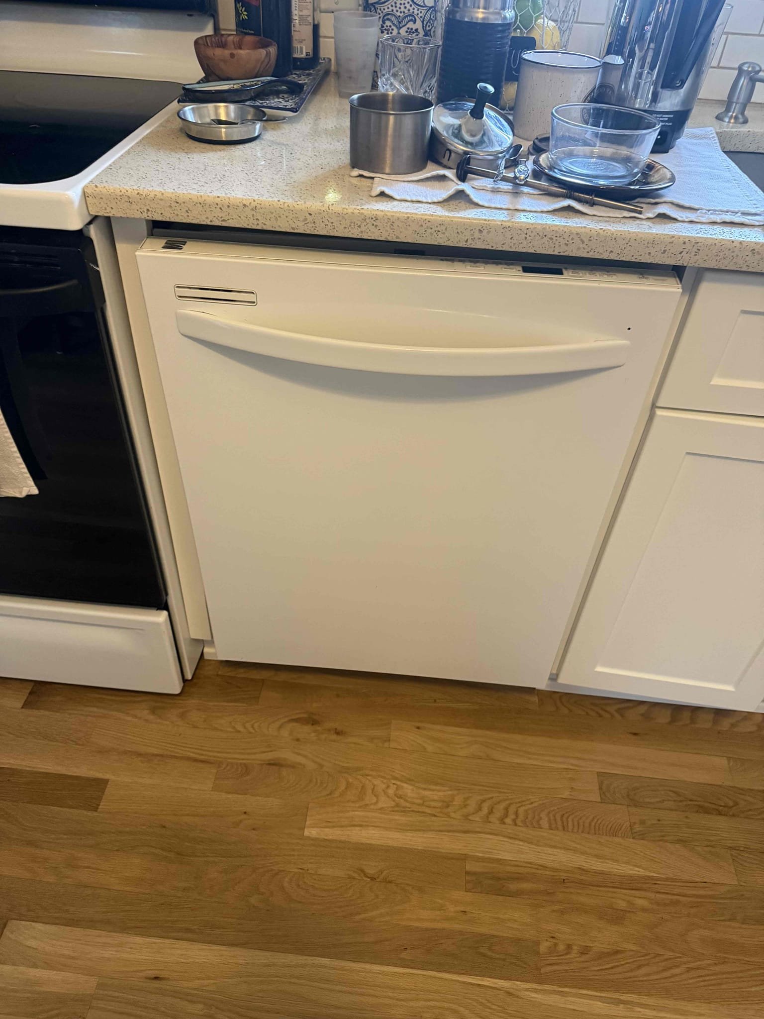 Arrived on site customer stated that they would like to have a new dishwasher installed and they are hearing a noise when the heat is initially turned on. Upon inspection found that customer has a dishwasher that they would like to have installed and the noise they are hearing is expansion and contraction of the pipes and the ticking noise is a result of it. Installed new dishwasher and tested all work and everything appears to be in working order and there appears to be no leaks at this time. Collected payment.