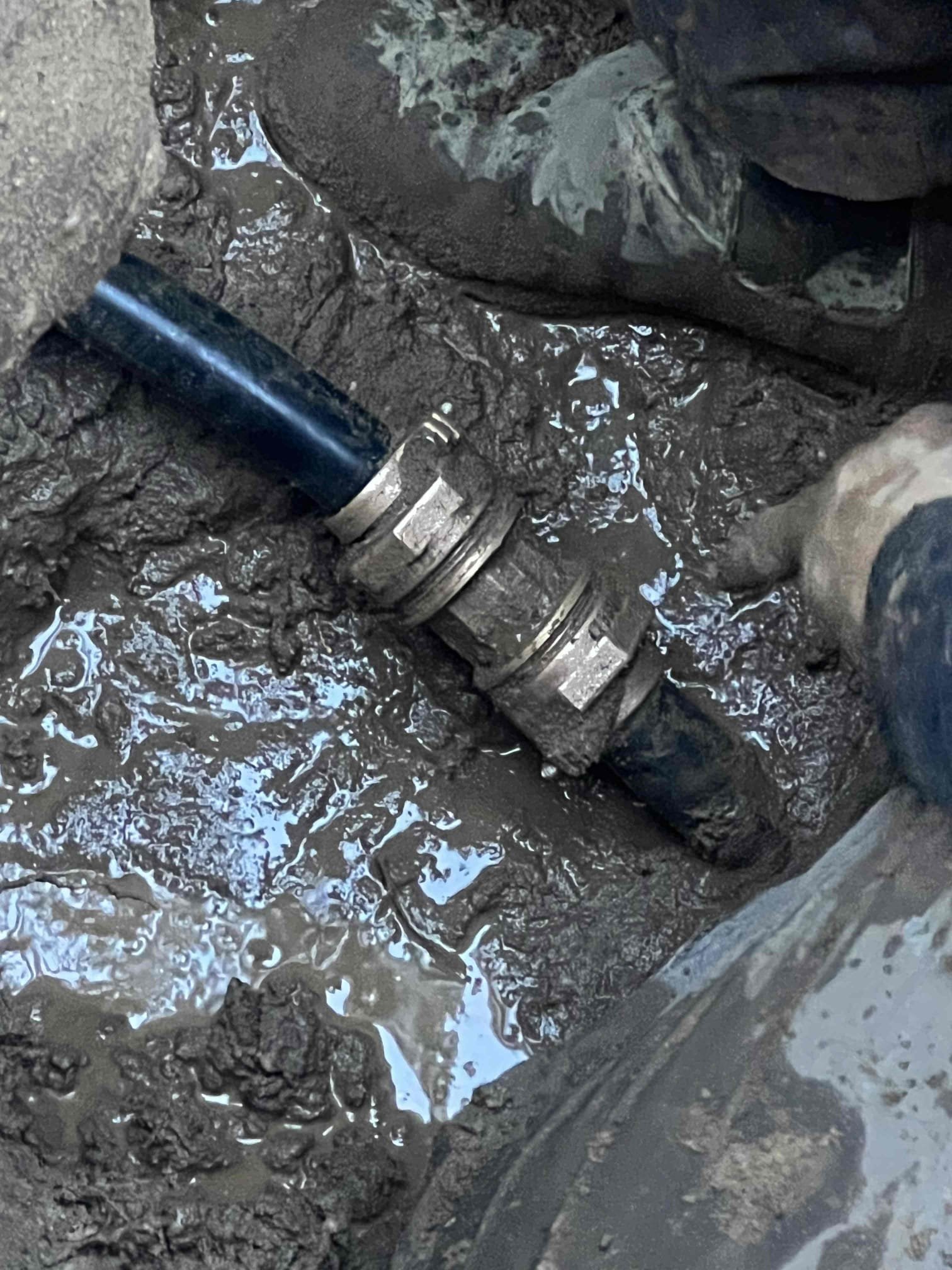Arrived on site customer stated that they have a water main break and their water is off. Upon inspection found that the break was located near the fence. Gave options on spot repair vs. full line replacement and customer would like to move forward with a spot repair. Dug down approximately 4-5’ located a kink and a break in the line cut out section of kink and leak and installed a repair coupling. Tested all work and everything appears to be in working order and 5ere appears to be no leaks at this time. Collected payment.
