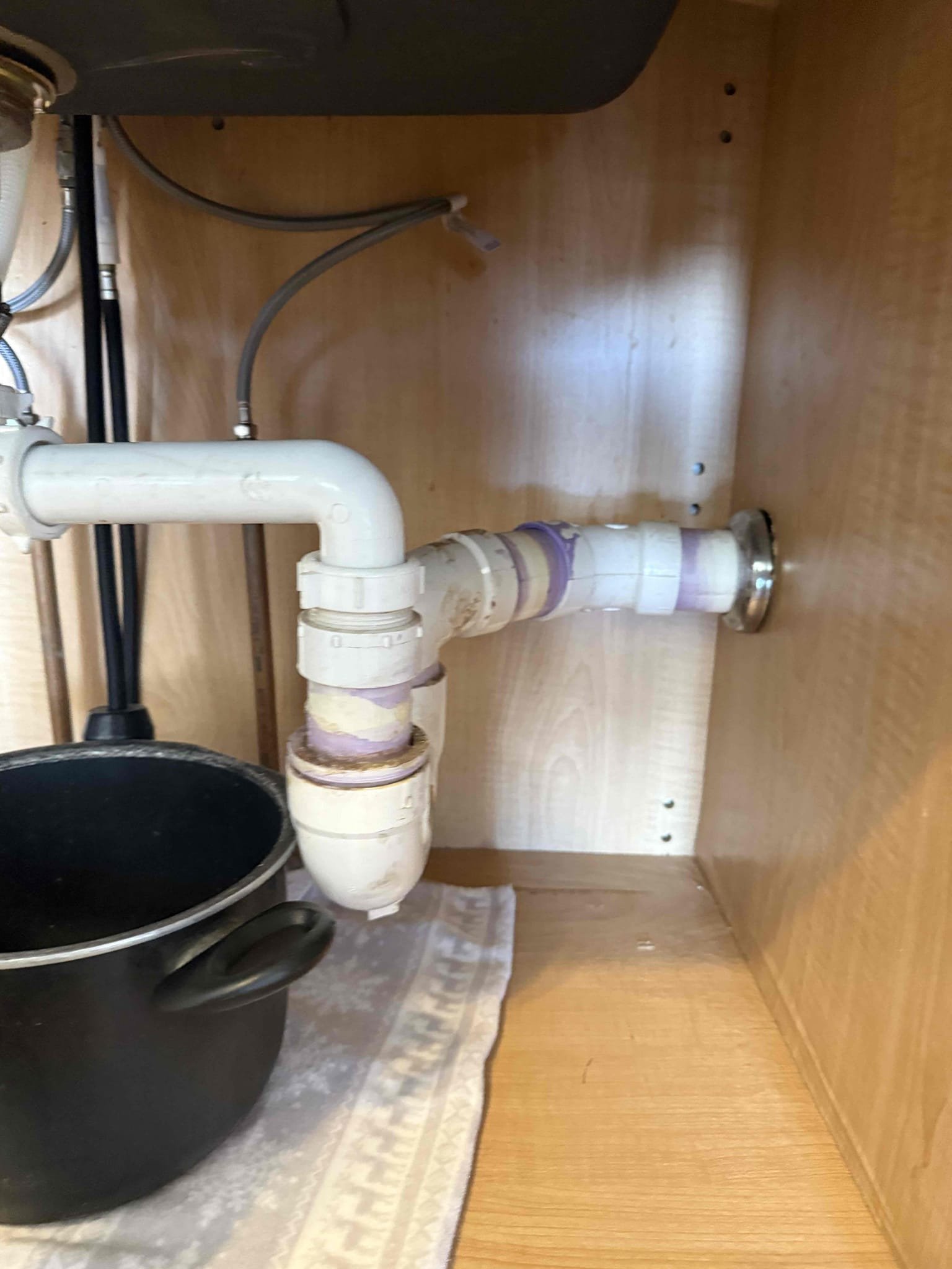 Arrived on site customer stated that when they ran there kitchen sink it leaks. After inspecting we found that the trap arm is leaking, myguy plumbing gave customer options to Repipe drainage under kitchen sink to make it proper, or to just replace the trap arm. customer declined work.