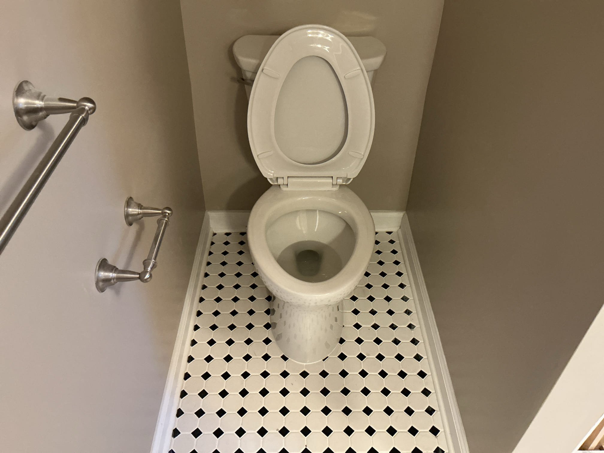 Supplied and installed brand new American Standard Cadet Pro toilet.
Supplied and installed new wax seal, Johnny bolts, supply line, and shut off valve.
Secured all my connections and flushed the toilet numerous times to check for leaks.
There are no leaks at this time.
Caulked base of the toilet as well.