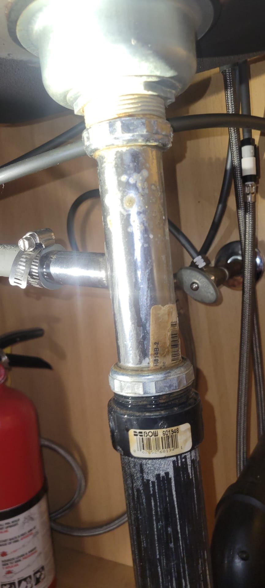 Hardness 1
PH 7.4
Chlorine 0ppm

Arrived to the home, customer states there is a leak under the kitchen sink. I first discovered that the brass dishwasher tailpiece had cracked resulting in the leak. Trap and basket strainer appear to be in good shape. After speaking to the client and going over the scope of the work, I advised to the client that if they sign up for the MyGuy Plumber membership, I would replace the dishwasher tailpiece as a one time curtesy.

Disconnected and removed existing tailpiece from the home.
Supplied and installed new plastic tubular dishwasher tailpiece under the sink.
Secured my connection to the existing basket strainer.
Pressure tested the sink to check for leaks.
There are no leaks at this time.
Ran the dishwasher through a cycle to check for leaks when draining.

*Customer is now a member.