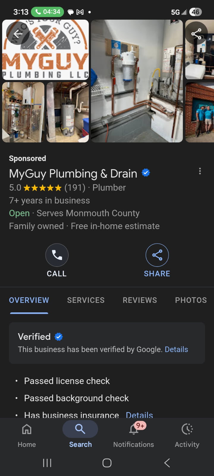 Arrived to the home, customer has an existing glacier bay shower valve that is leaking externally into the bathtub. This type of shower valve has many different style cartridges, so finding direct replacement parts could become an issue. I recommended to the client to have me replace the shower valve in it entirely from the front through the tile. Client had seen a free in home estimate ad which I have honored for them. Client would like to ponder the option given and give us a call back with their decision. No 59$