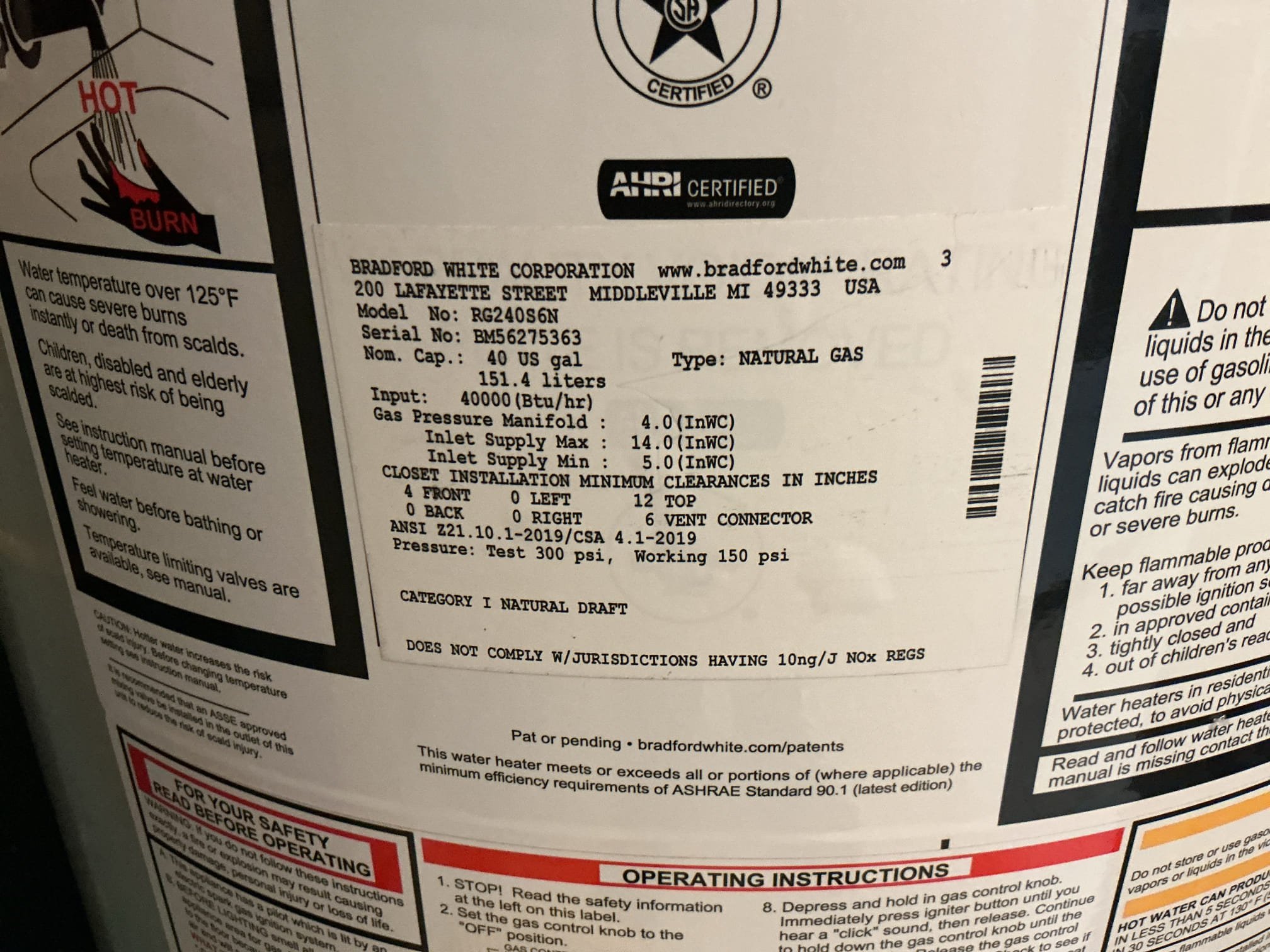 Drained and removed existing water heater from the home.
Supplied and installed new 40 gallon short natural draft water heater.
Supplied and installed new ball valve, gas valve, gas flex, copper pipe and fittings.
Secured all connections and pressurized the system.
Upgrade the flu from 3in to 4in by code.
Turned system on to check for leaks.
There are no leaks at this time.

*Permit fees are at homeowners cost.
*Client is now a member.
*I made client aware that prior to the inspection, there is a good chance they may need to have a chimney liner installed on the existing interior chimney prior to inspection, client is aware. I have passed off McNally Chimney contact information to the client.
*Client has requested to have the permit mailed to their home.