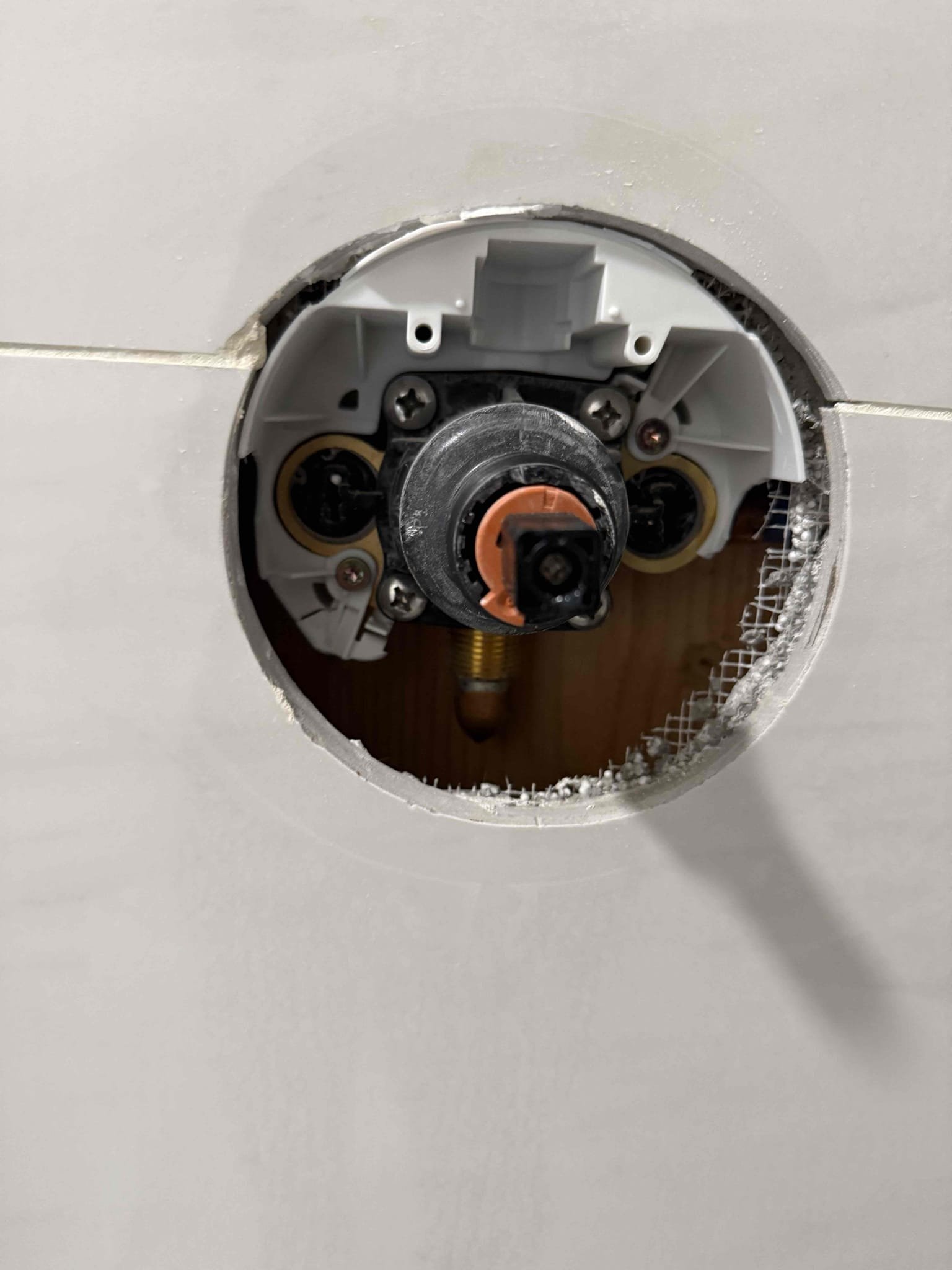 Customer stated  that they would like their shower trim replaced. After inspecting we found that the trim that the customer had bought is not compatible with the shower valve the customer has now, customer needs Kohler TONE RIGHT TEMP SHOWER KIT in modern brass. Once customer gets the right trim. Customer will call MyGuy to get back on the schedule.