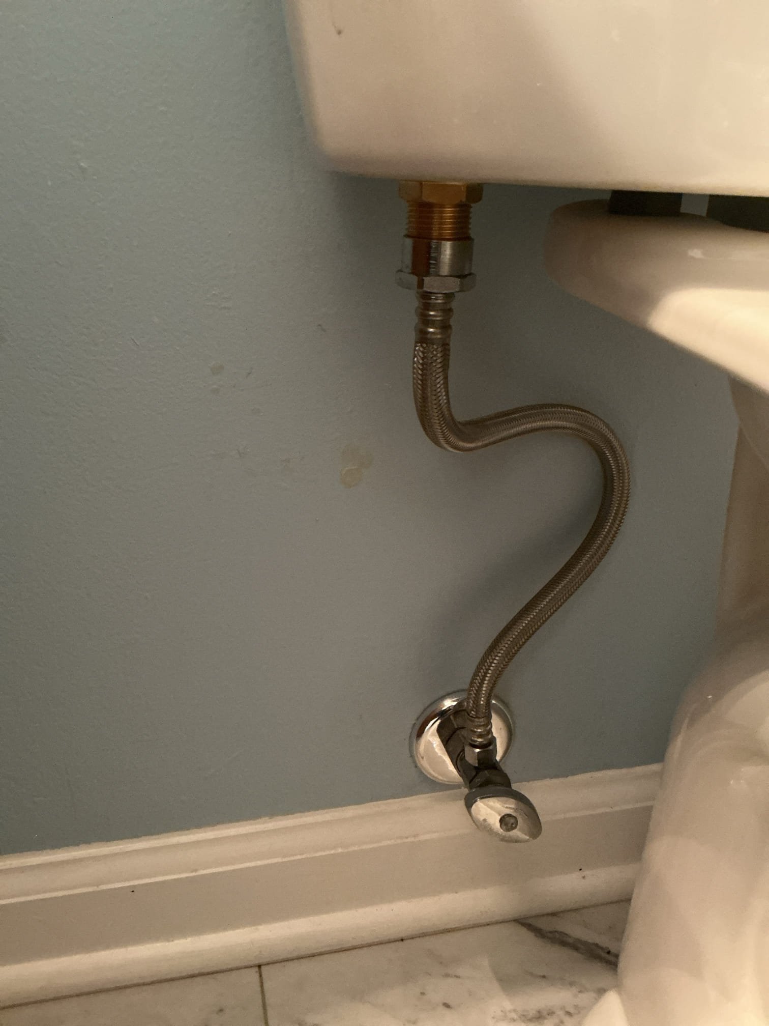 Hardness 6
PH 7.6
Chlorine .2ppm

Arrived to the home, customer states the only toilet in their home, even though it is only two years old, runs on occasion and causing their water bill to exceed. I discovered that the fill valve is sticking and when the float rises it struggles to engage to shut off the water, also the flapper seal on the Kohler flush canister appears to be in bad shape as well. I provided options for repair or replacement. Since the toilet is still very young, client would like to have the toilet rebuilt.

Supplied and installed new fill valve, supply line, and direct replacement flapper seal.
Adjusted height on the float correctly.
Existing shut off valve is in good shape and appears to be newer as well.
Secured all my connections and turned the water back on to check for leaks.
There are no leaks at this time.