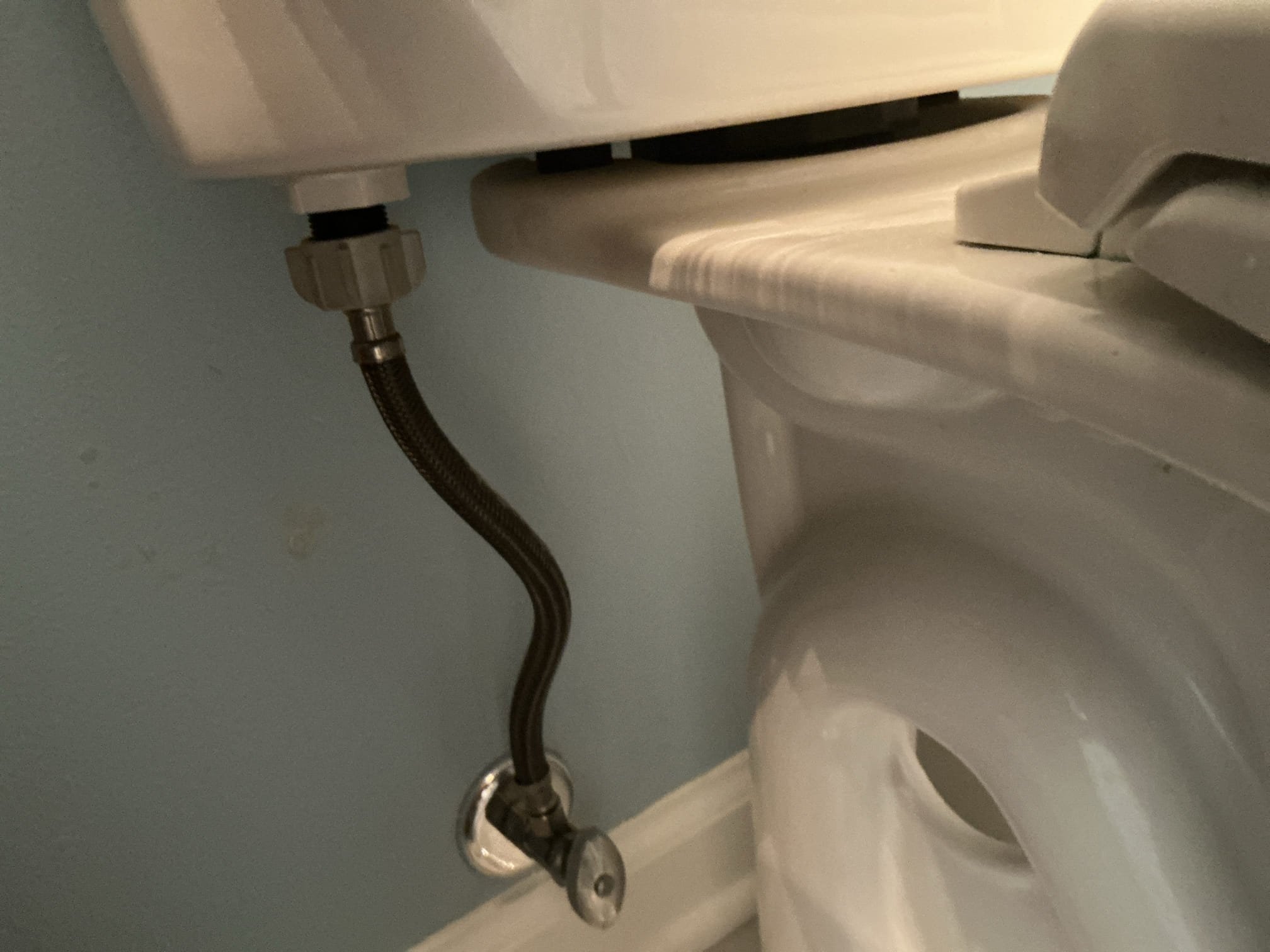 Hardness 6
PH 7.6
Chlorine .2ppm

Arrived to the home, customer states the only toilet in their home, even though it is only two years old, runs on occasion and causing their water bill to exceed. I discovered that the fill valve is sticking and when the float rises it struggles to engage to shut off the water, also the flapper seal on the Kohler flush canister appears to be in bad shape as well. I provided options for repair or replacement. Since the toilet is still very young, client would like to have the toilet rebuilt.

Supplied and installed new fill valve, supply line, and direct replacement flapper seal.
Adjusted height on the float correctly.
Existing shut off valve is in good shape and appears to be newer as well.
Secured all my connections and turned the water back on to check for leaks.
There are no leaks at this time.