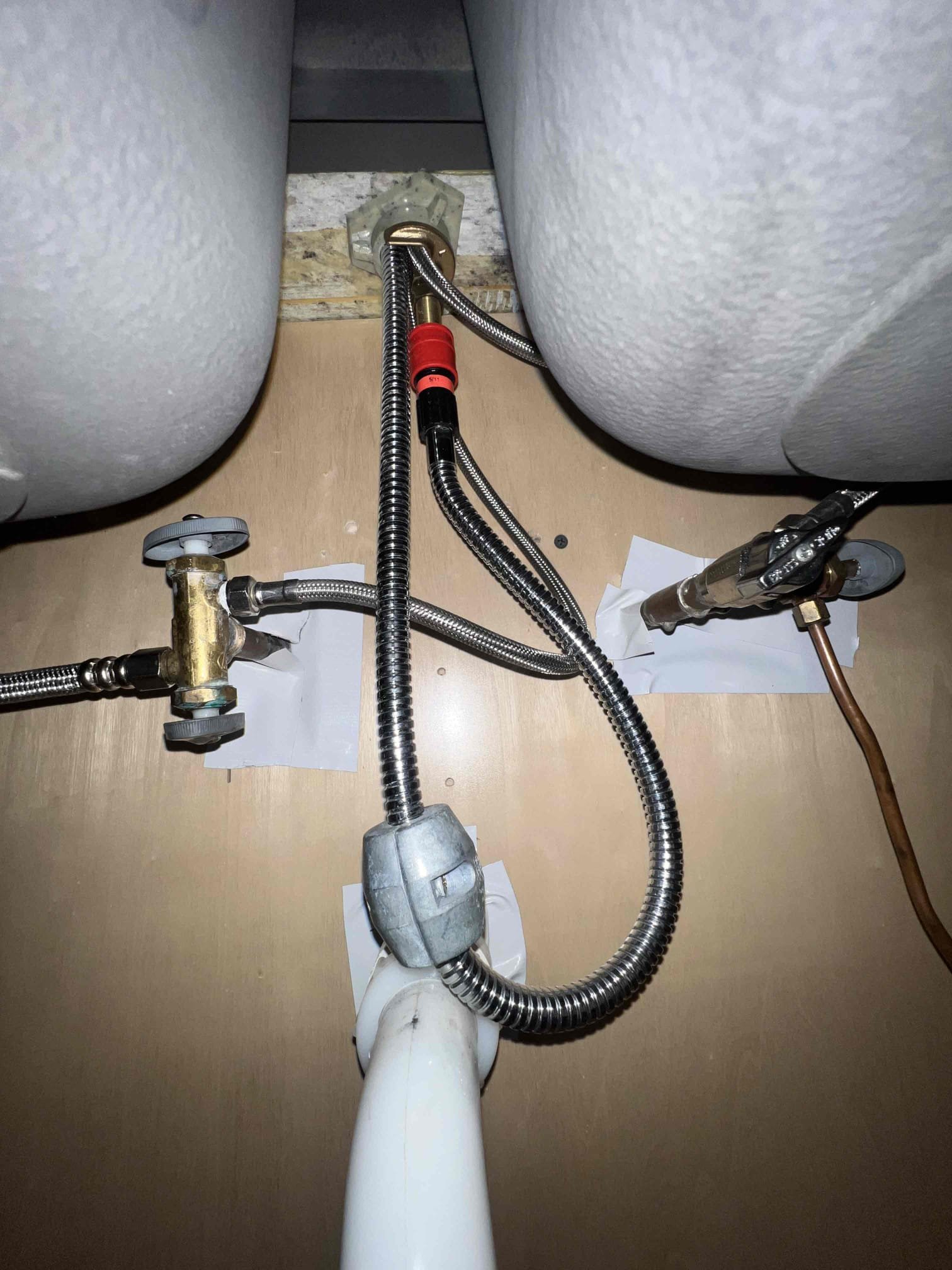 Arrived on site client stated they had a leak under the sink and the main shutoff valve would not work. It appears the valve for the dishwasher was leaking. Called the water company to turn the water off so that we can safely replace the main and change the valves under the kitchen sink. Replaced the main shutoff valve with a 3/4 ball valve and once that was done we removed both valves under the sink and tested for leaks. There are no leaks at this time and client is now a member.