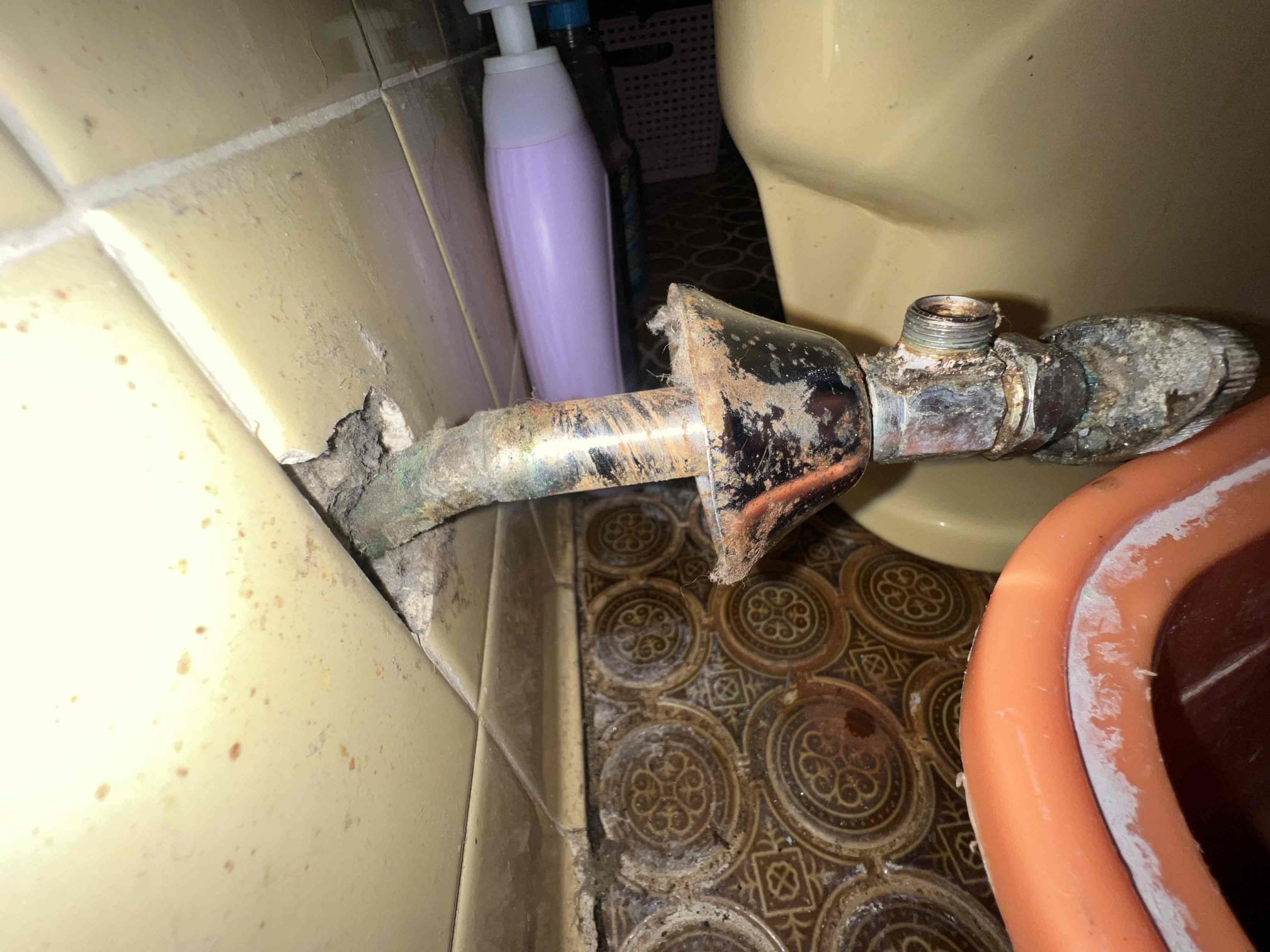 Arrived on site client stated that he would like for us to replace the supply line and valve for his upstairs toilet because it was leaking. Upon inspection client has an older toilet that I recommended get replaced since our new toilet comes with new supply line and valve. Client is only interested at this time to replace the supply line and valve. After installing new valve and supply line we turned the water on to test for leaks. There are no leaks at this time.