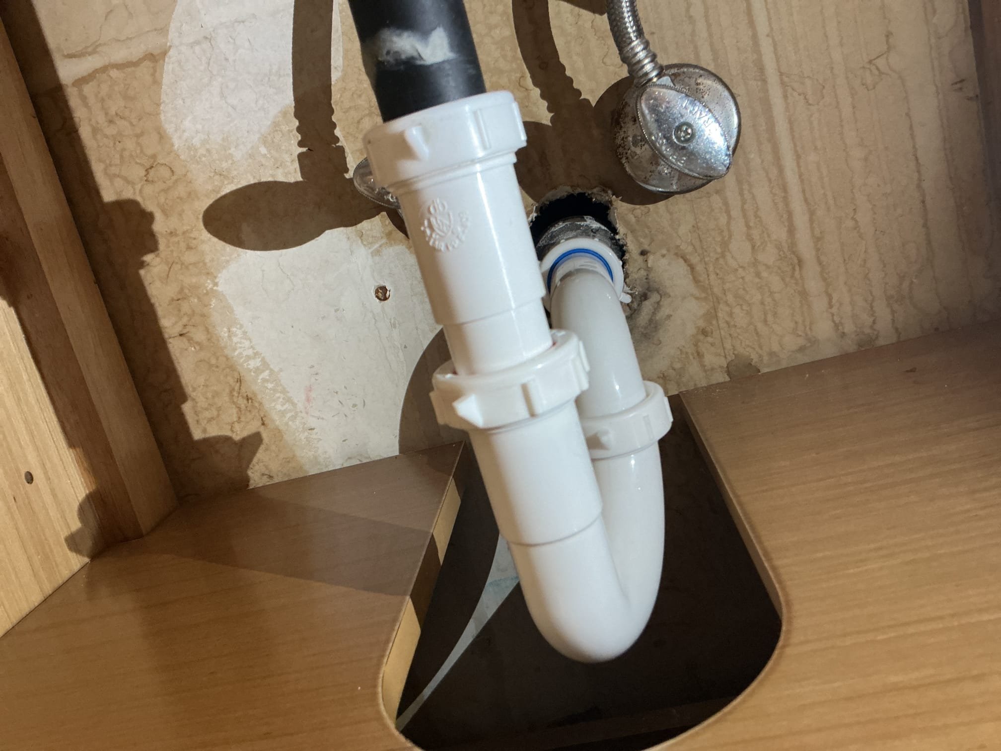 Upon arrival customer stated they had a handyman install vanity and they have had a leak ever since. MyGuy assessed situation and found the trap was broken and was patched using plumbers putty. MyGuy created options to replace two items under lav sink to remedy issue. Customer decided to move forward without membership. After work was complete we tested for leaks, there are none at this time. Customer also would like an estimate to replace tub in the future. I advised client to call and have our remodel tech come out to give an accurate estimate.