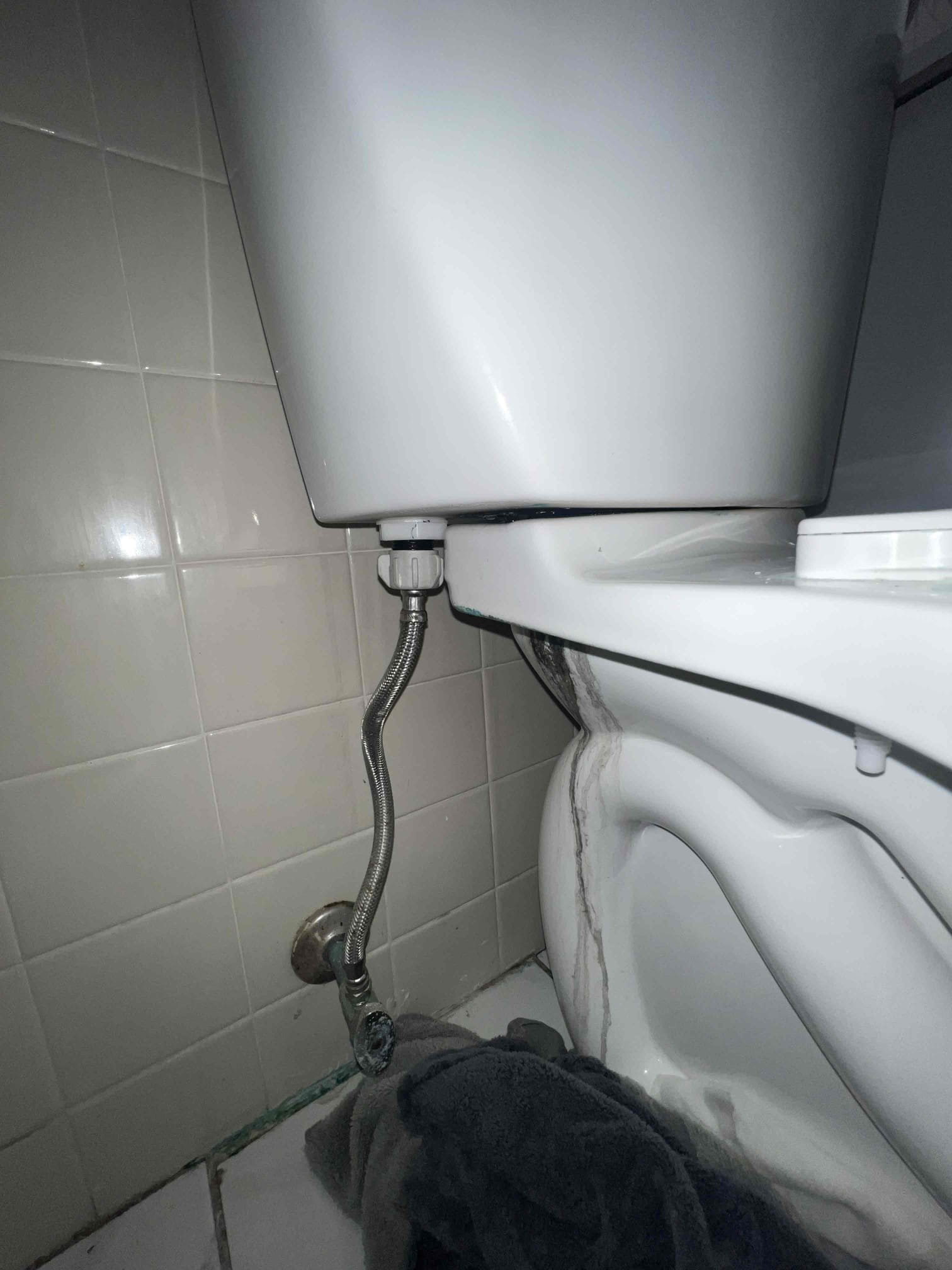 Arrived on site client stated his toilet was leaking and wasn’t sure where it was coming from. Upon inspection water appeared to be coming from between the bowl and tank. Unsure if there was a crack on the toilet client felt it would be best to just put a new toilet back. When pulling the toilet I noticed the floor was not in good shape so I went in the crawlspace and noticed mold. Let client know that it would be best to have All States come out first and we would come in after to perform the work. Took a deposit for when we return.