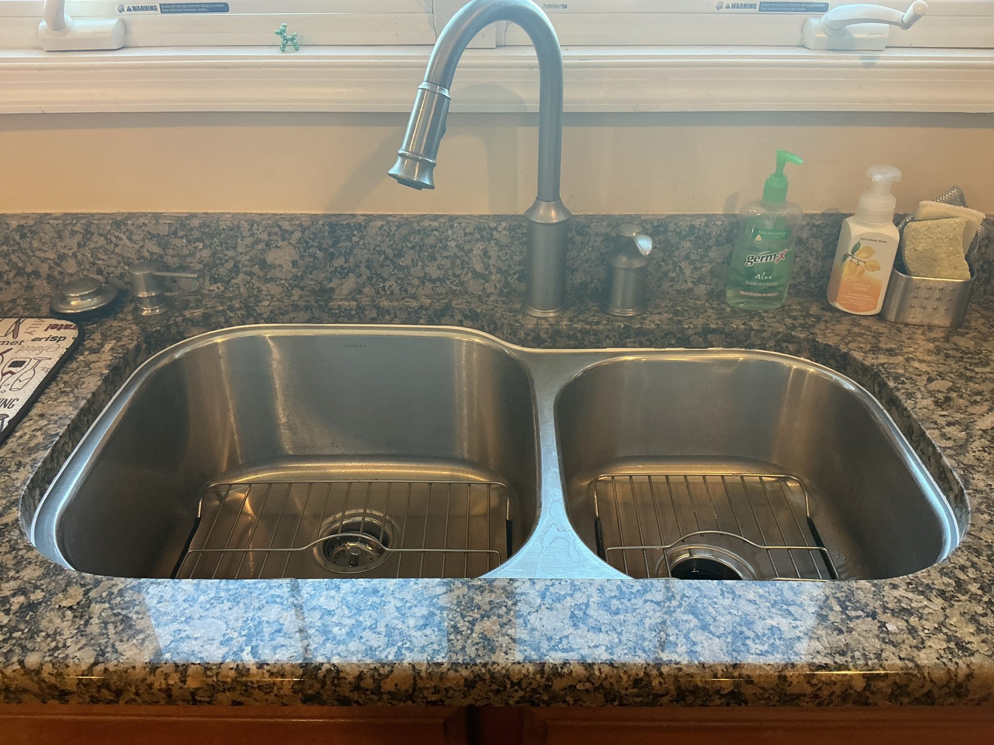 Arrived back to the home to complete the project.
Removed existing sink and thoroughly cleaned the surface to get ready for the install.
Supplied and installed never fall, under counter mounted sink system.
Applied sealant between sink and countertop.
Secured the brackets and measure to make sure it is leveled out.
Checked for leaks on drainage.
There are no leaks at this time.

*Customer is now a member.