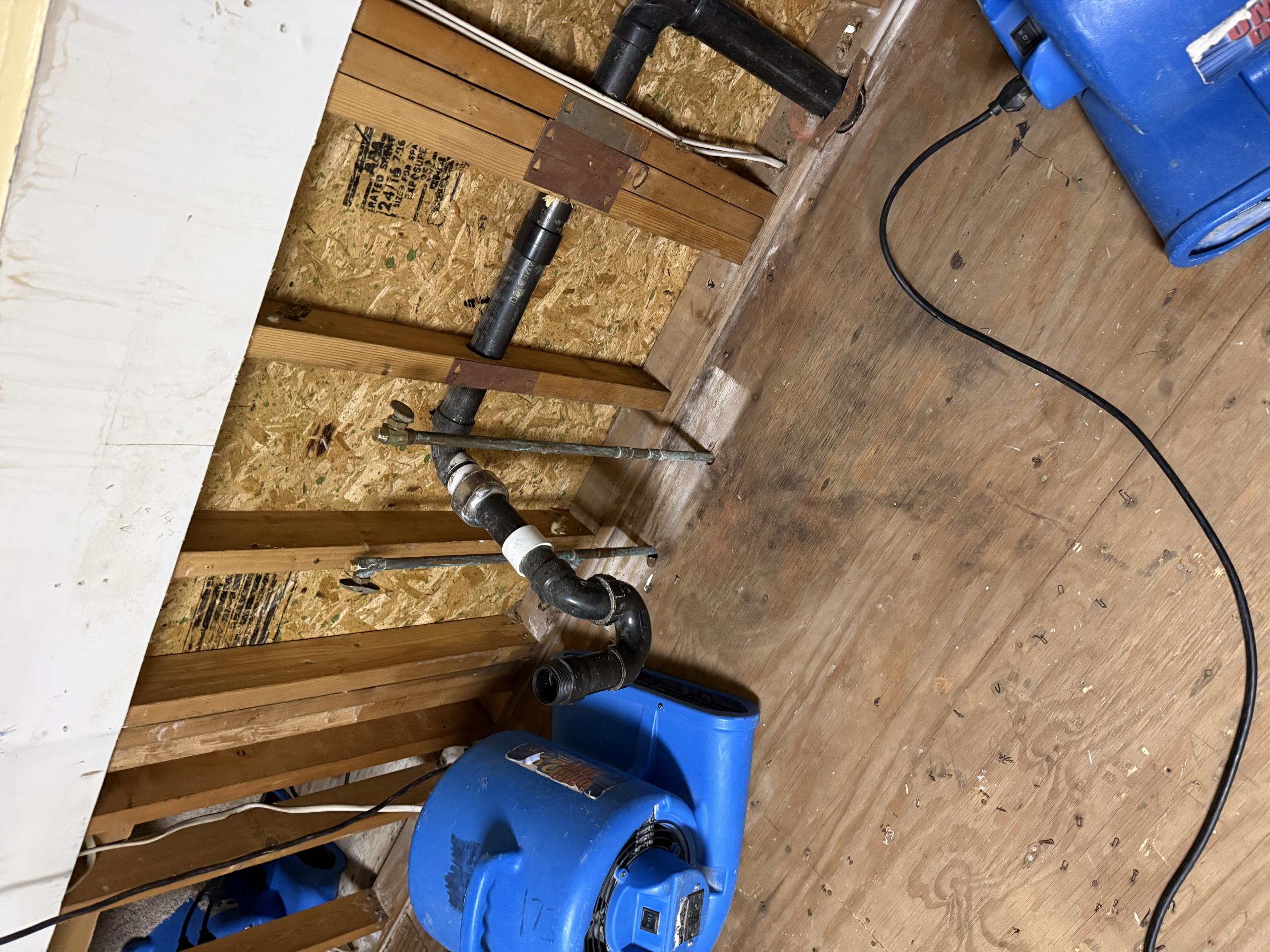 Arrived to the home, client has a water leak that caused damage in their kitchen, they have remediation done and the existing shut off valves for the kitchen sink were leaking. Client would also like to have an estimate for the finish on the kitchen once the cabinets are in. I provided options and client would like to become a member.

Turned off water to the home and drained the system.
Cleaned piping and prepped it for repair.
Capped off water line water line risers and extended them slightly.
Secured my connections and turned the water back on to the home to check for leaks.
There are no leaks at this time.