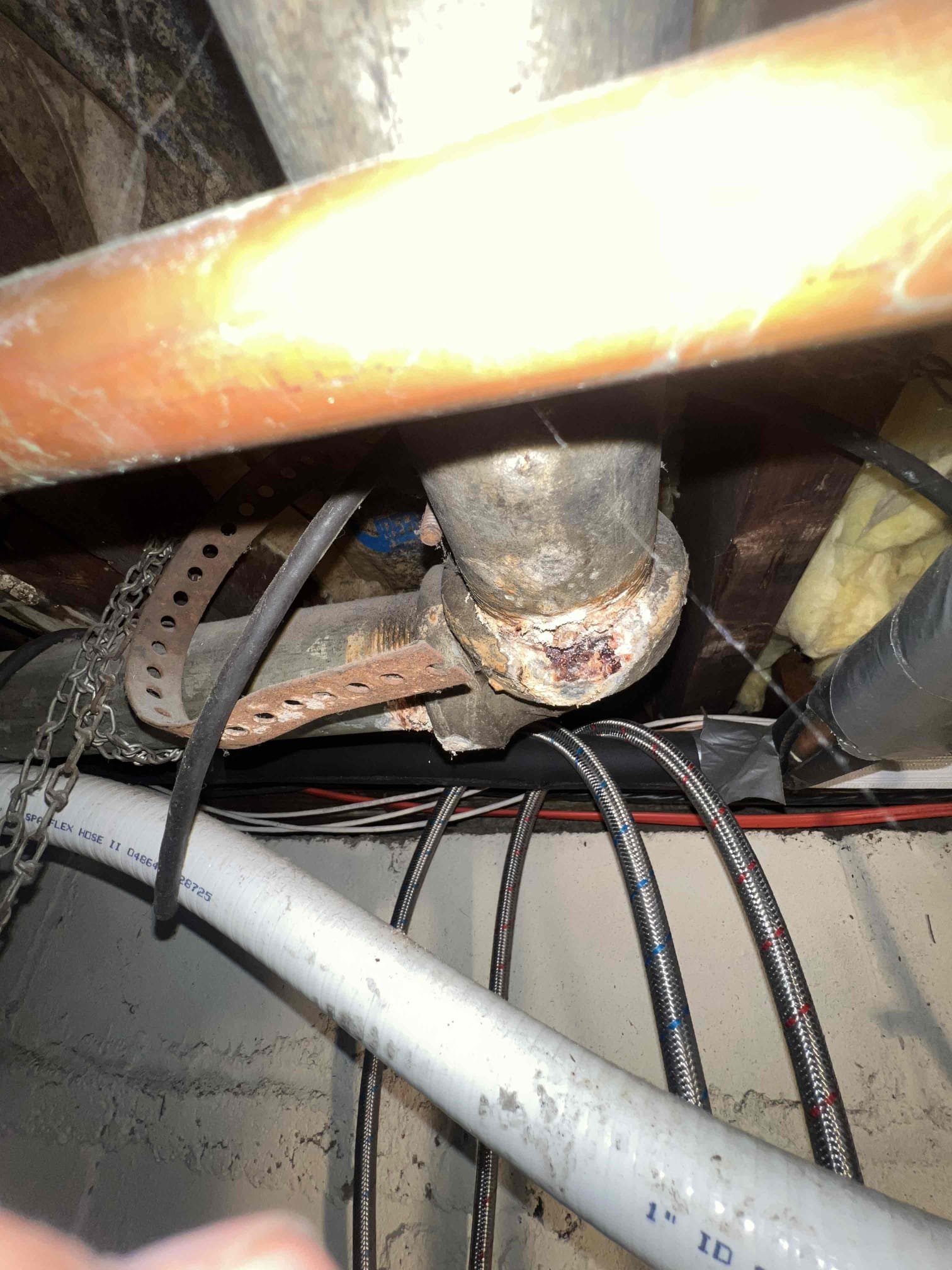 Arrived on site for $89 to clear your line special. Upon arrival client stated his entire home was not backed up but some drains were slow. Upon inspection in the basement there multiple things wrong and leaking in the basement. Clients trap for the shower drain was leaking as it has an hole in it after client went to grab it and a few galvanized fittings underneath it were leaking as well. The washing machine does not have a trap and drains through a plastic tube going across the basement into the main. Same thing is done for the dishwasher. There is a small section of galvanized water line that I left estimates for to replace and his main water valve is very old as well. There is also an accordion style tailpiece under the lav sink that ties into galvanized piping that is also leaking behind the wall. Left options to either replace what’s leaking or to bring everything up to code that I saw wrong in the basement, bathroom , and kitchen sink. Client stated he was not made aware of the