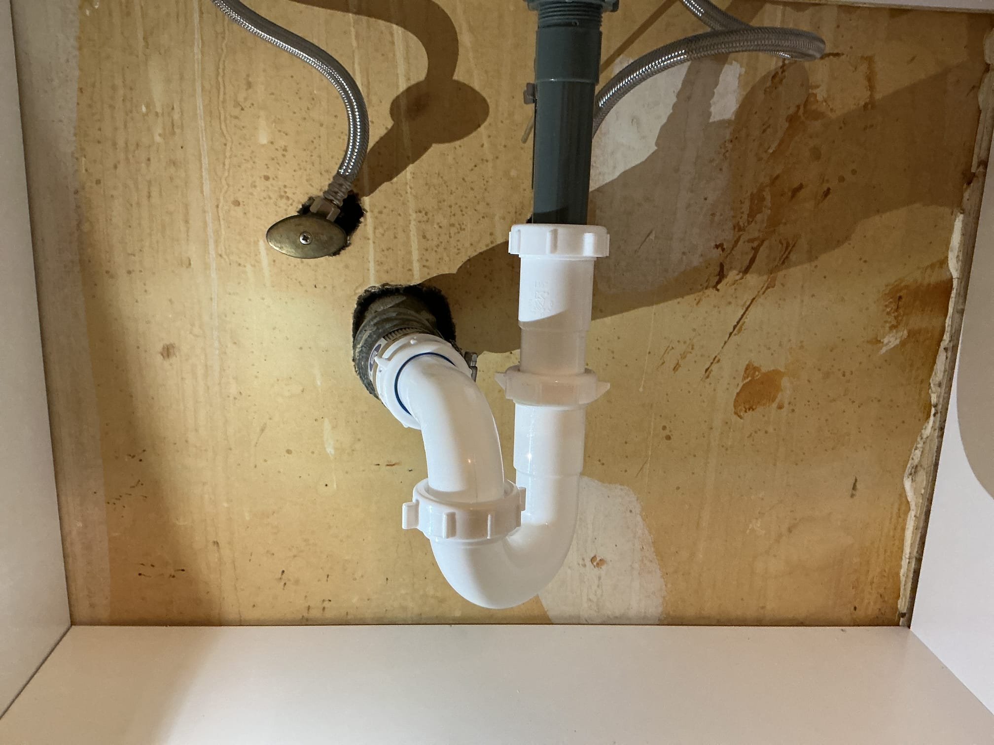 Arrived to the home, Customer has a vanity on site that they would like for us to install & also would like a quote To install a new water heater. 
Existing water heater was installed in 2009 and is an electric wh 50 gal
Client would like us to install vanity for today.

Disconnected and removed existing vanity from the home.
Cleaned walls and backsplash.
Installed the vanity and secure it to the wall.
Leveled vanity with shims.
Installed vanity top and faucet.
Supplied and installed new drainage and supply line.
Secured all my connections and pressure tested vanity to check for leaks.
There are no leaks at this time.

*Full warranty on parts supplied by MyGuy, labor warranty only on customer supplied parts.