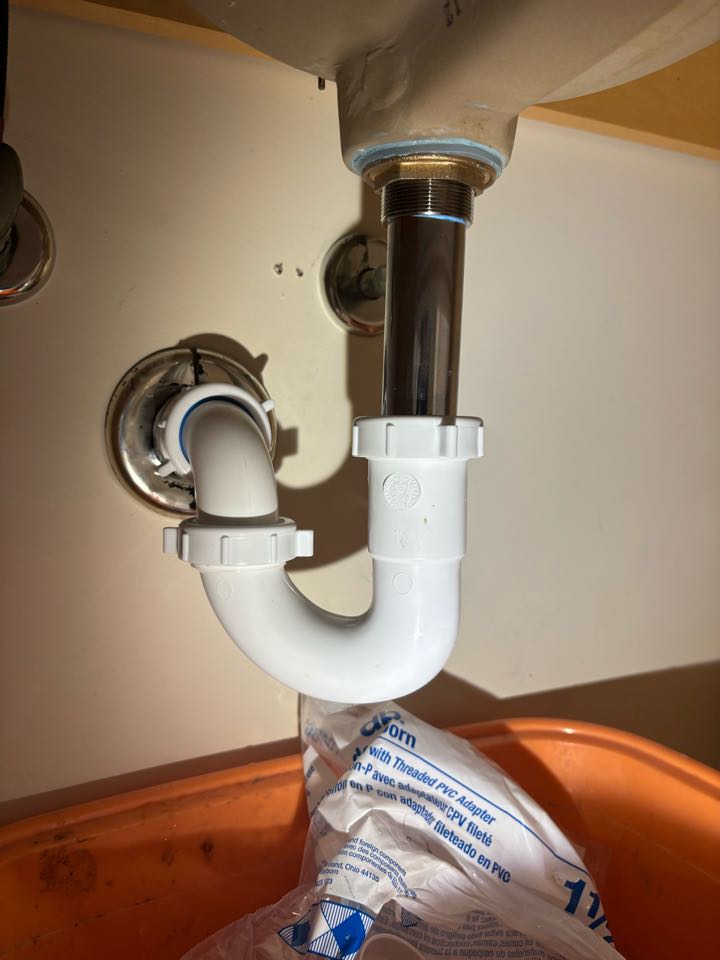 Replaced pop up assembly and trap under lavatory sink. Lavallette, NJ 08735