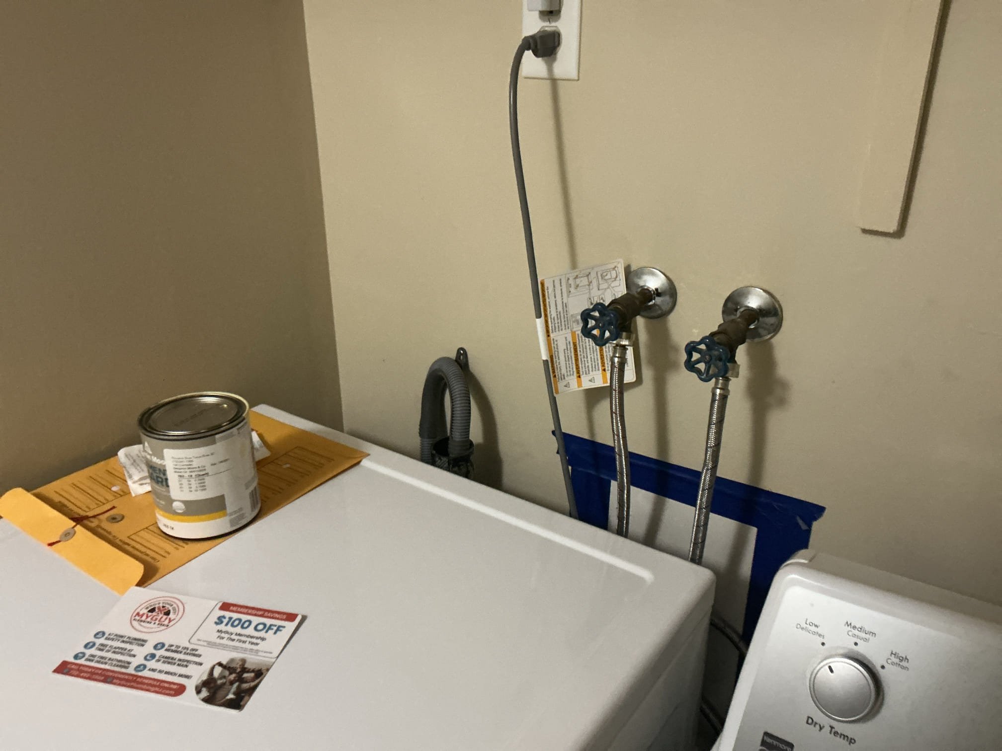 Arrived to the home, client had recently purchased a brand new washer and the new one is larger and sticks out a bit, not allowing the attic door to open fully. I advised to the client that I can just put a box in for the drain only so the washer can be pushed back all the way. Client would also like a quote to replace the boiler drain valves as well. I went over membership information with the client and they have a coupon on site for 100$ off annual membership cost. Left many estimates for the client and I have applied the coupon as well. 59$ waived as a one time curtesy.