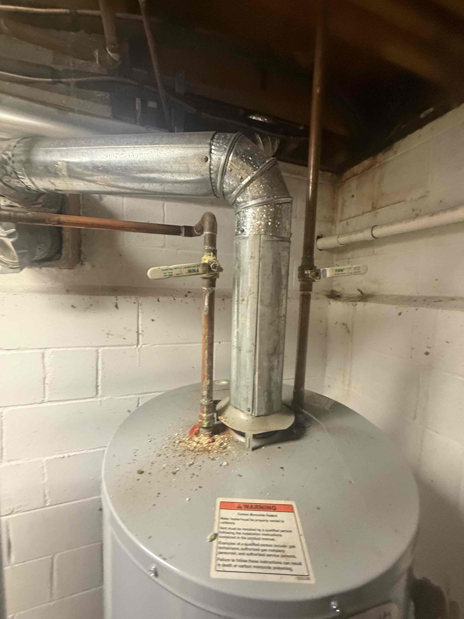 Arrived to the clients home to check on water heater that no longer worked. As we were doing our evaluation of things we also noticed that the 2nd water heater also wasn’t looking too good. So we provided options to replace just the 1 but also gave the option for 2 new water heaters. The client chose option with 2 water heaters and a membership. 

We replaced old flu pipe with new flu pipe
We hard piped the gas
Added 2 new ball valves 

Everything was then triple checked, no leaks were found and everything is in working order. 
The permit fees are under the clients discretion 
