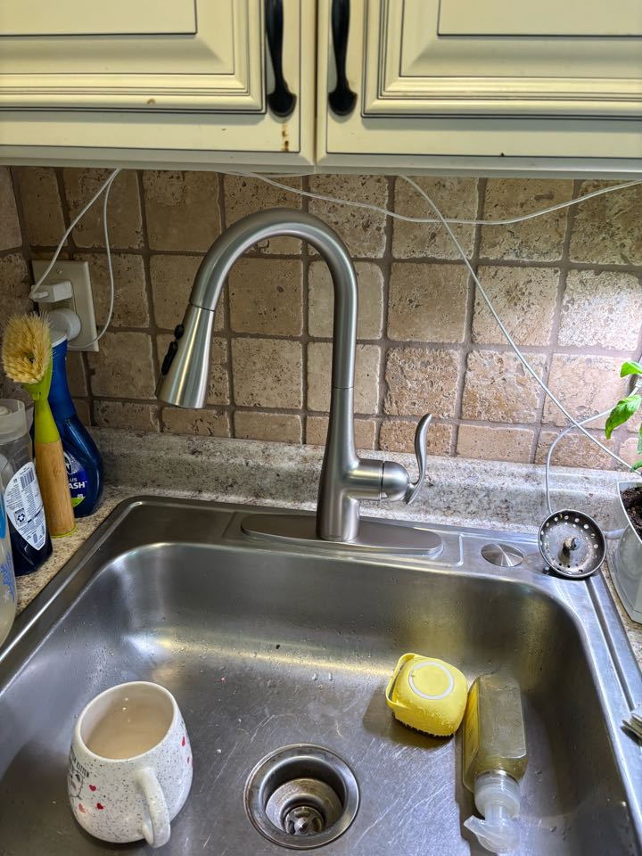 Replaced kitchen faucet, pop up assembly and piped in new valve for fridge ice maker line. Bayville, NJ 08721