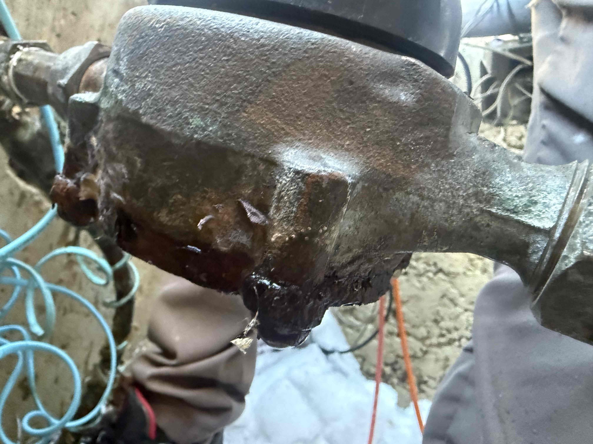 Unfreeze frozen pipe  ( this is just starting price and does not include additional time or breaks that need repair if needed)
Arrived to home for frozen pipes. Upon inspection found that house is ran in All plastic piping. Went to where copper stubs out of ground and started heating. After some time water started leaking from meters. Underside of the meter is cracked and rusted. We can not continue any work from here because meter needs to be changed. Once it is swapped we can come back if customer still does not have water. Was able to melt about 1’ of ice out of exposed pex line on house side of meter. Collected for today and if we have to come back prices will be negotiated.