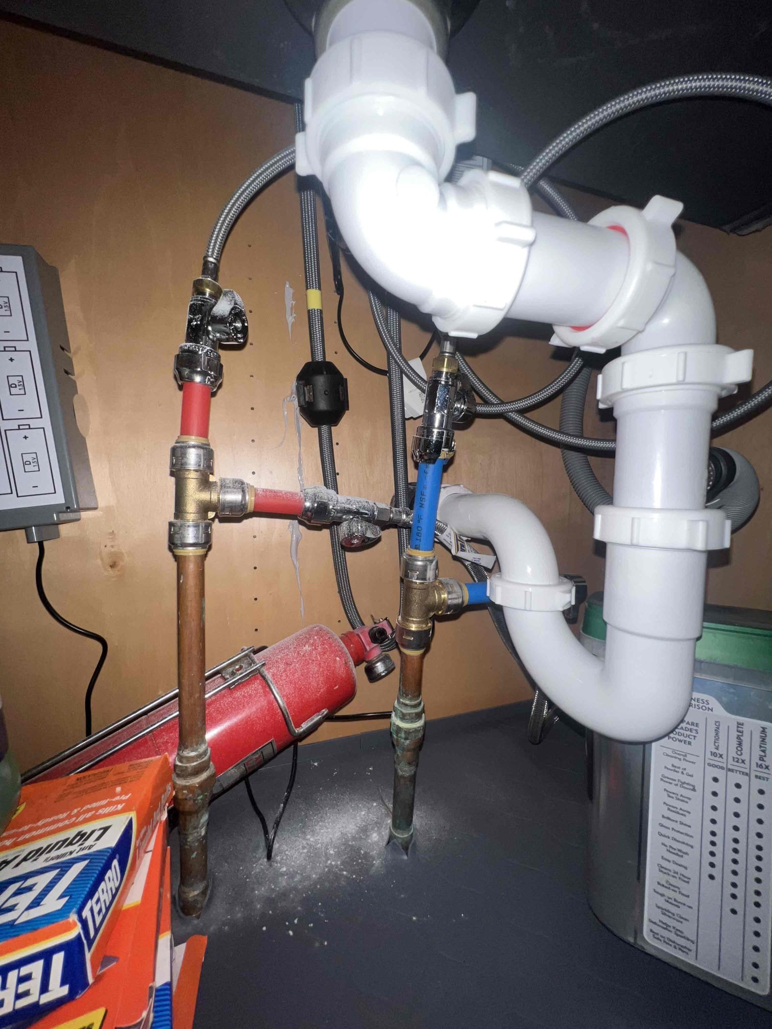 Arrived on site client stated when they used the upstairs bathroom it came out of the kitchen sink. Both kitchen sink and upstairs bathroom appear to be tied together so today I offered to hydro jet the kitchen sink and remove all shark bites fittings under the kitchen sink. Client would like to just hydro jet the kitchen sink today. After jetting I tested by filling up the sink with hot water multiple times. The kitchen sink is now draining as it should.