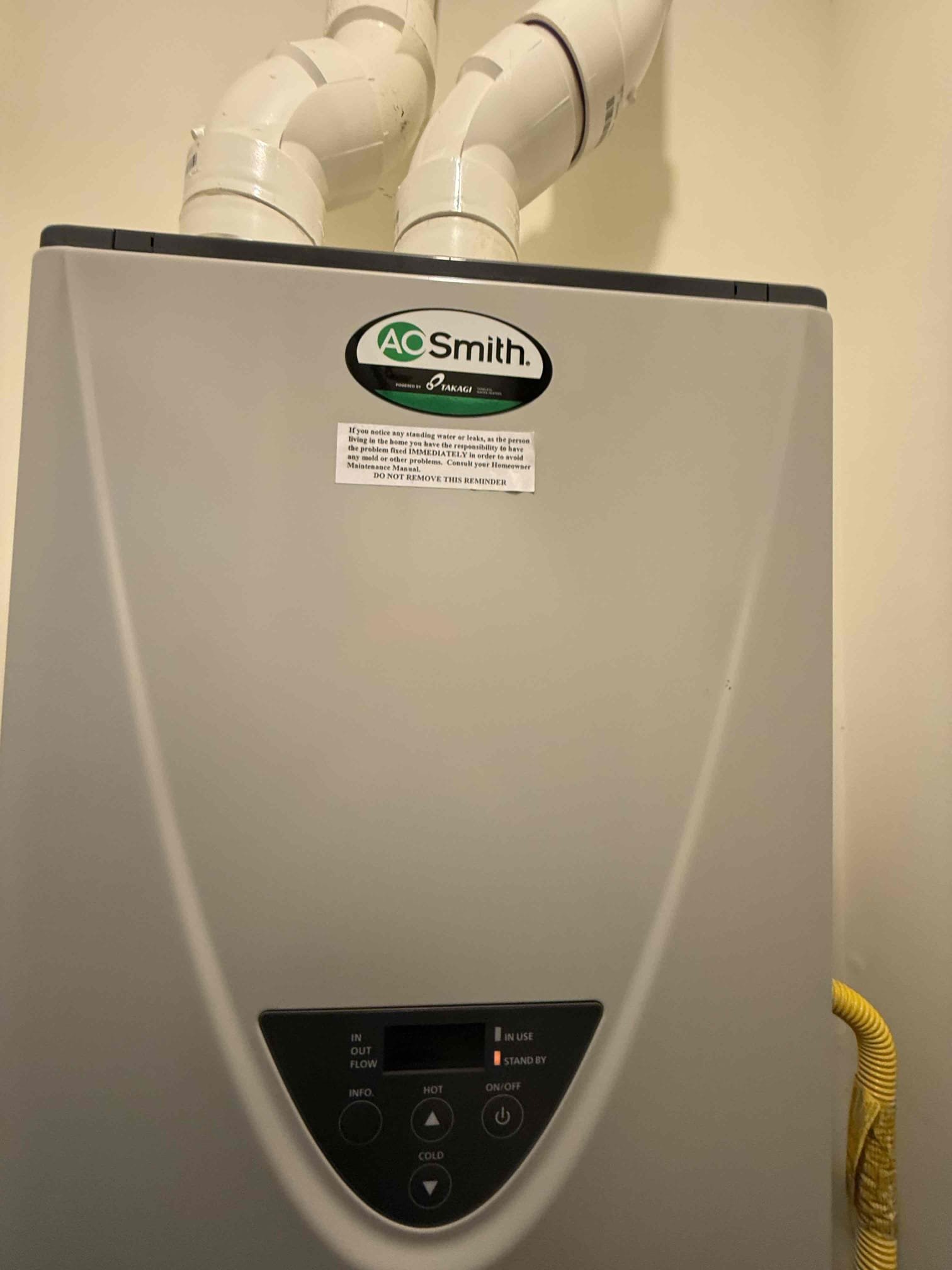 Arrived on site customer stated that they would like their tankless flushed. After inspecting we found that the AO smith tankless water heater is 7 years old. MyGuy plumbing does not recommend flushing unit due to unit being 7 years old and never flushed. MyGuy plumbing did write up estimates for customer if they did want to move forward with adding a filter or flushing tankless. For today customer would just like all options emailed over to them