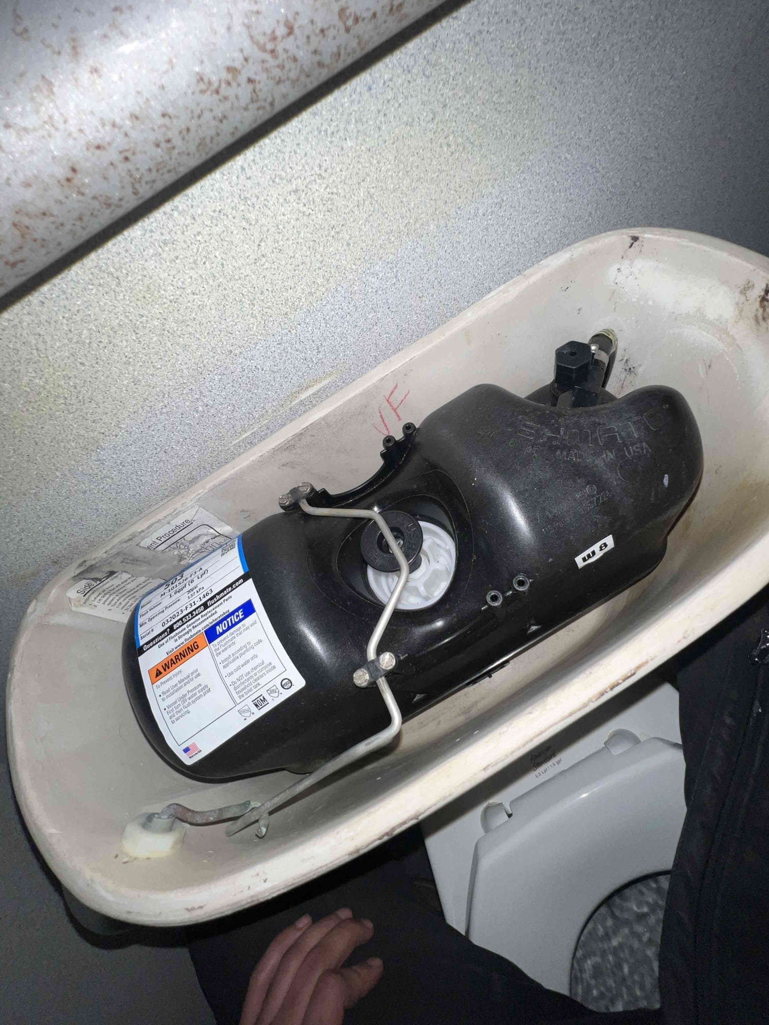 Arrived on site client stated that they think their toilet isn’t flushing right. Upon inspection they have a pressure assisted toilet and when testing everything seemed to be fine with the toilet. Client stated he would like a regular toilet instead of the pressure assisted toilet. Advised client that the toilet that I would provide doesn’t have as powerful of a flush but still a good toilet. Today I replaced the toilet with new wax ring, Johnny bolts, new open front seat and supply line. Tested by flushing multiple times and there are no leaks at this time.