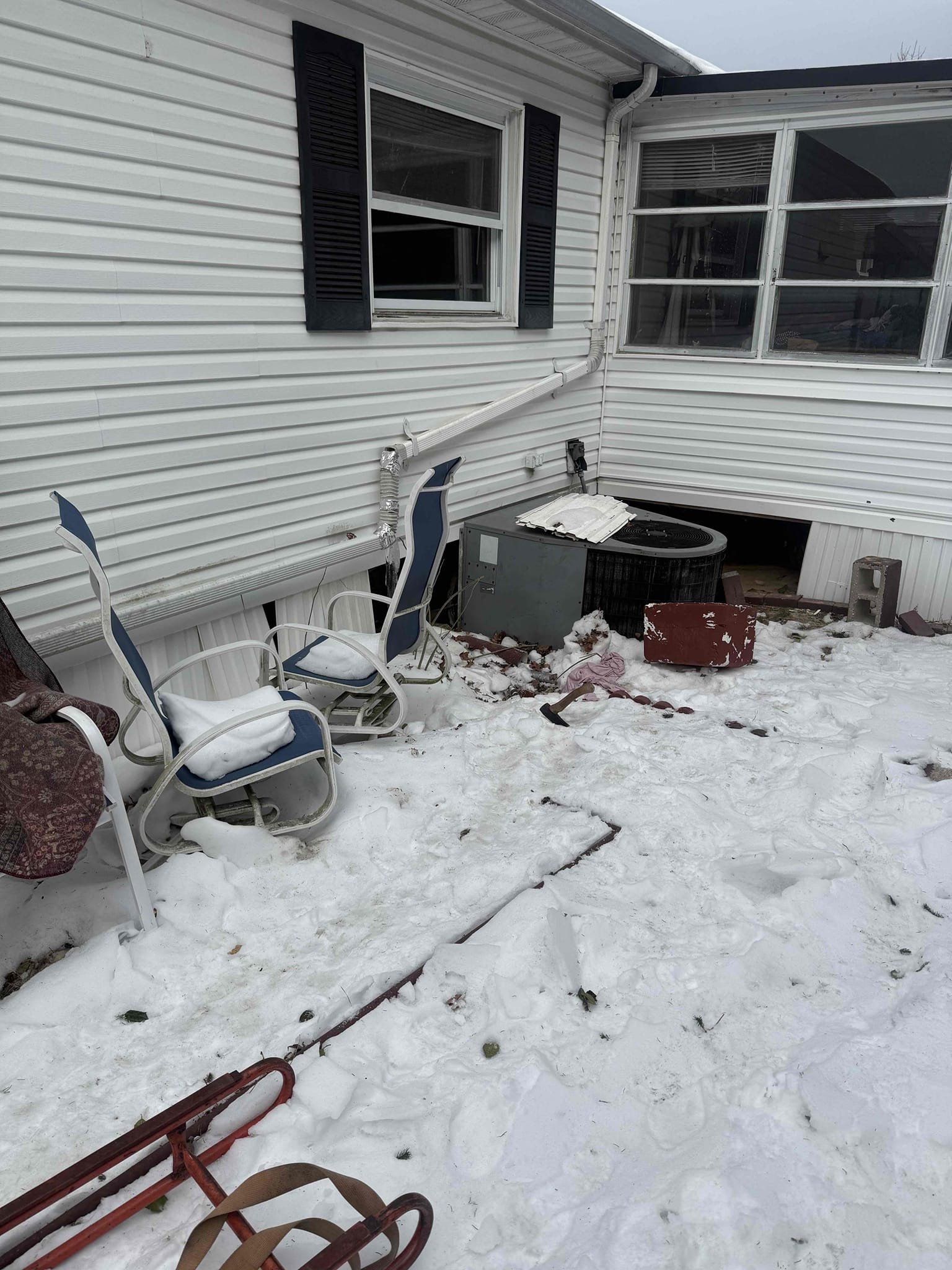 Arrived to home for break on line we worked on last week. Upon inspection found that reapair froze and broke. Press fitting popped out. Line that we didn’t touch next to repair also popped out of sweat coupling. That part is not on MyGuy. Water was off to home which is out back in 6” hole. Valve was hard to turn so I did not attempt to turn the water on. I fixed my repair that failed and spoke with customer. Normally we would not warranty acts of god but I did not clarify that last time. Told customer there are absolutely no warranties on limestone in crawl because sides of home are wide open allowing drafts to cause more breaks. Highly recommended customer having crawl boxed out and insulated to prevent this from continuing to happen in the future. Customer wants to wait for lines to thaw out before making next move with plumbing work. Water was never turned on so I’m not sure if there are leaks when it does come back on. Also told customer I did not want to touch valve because that a