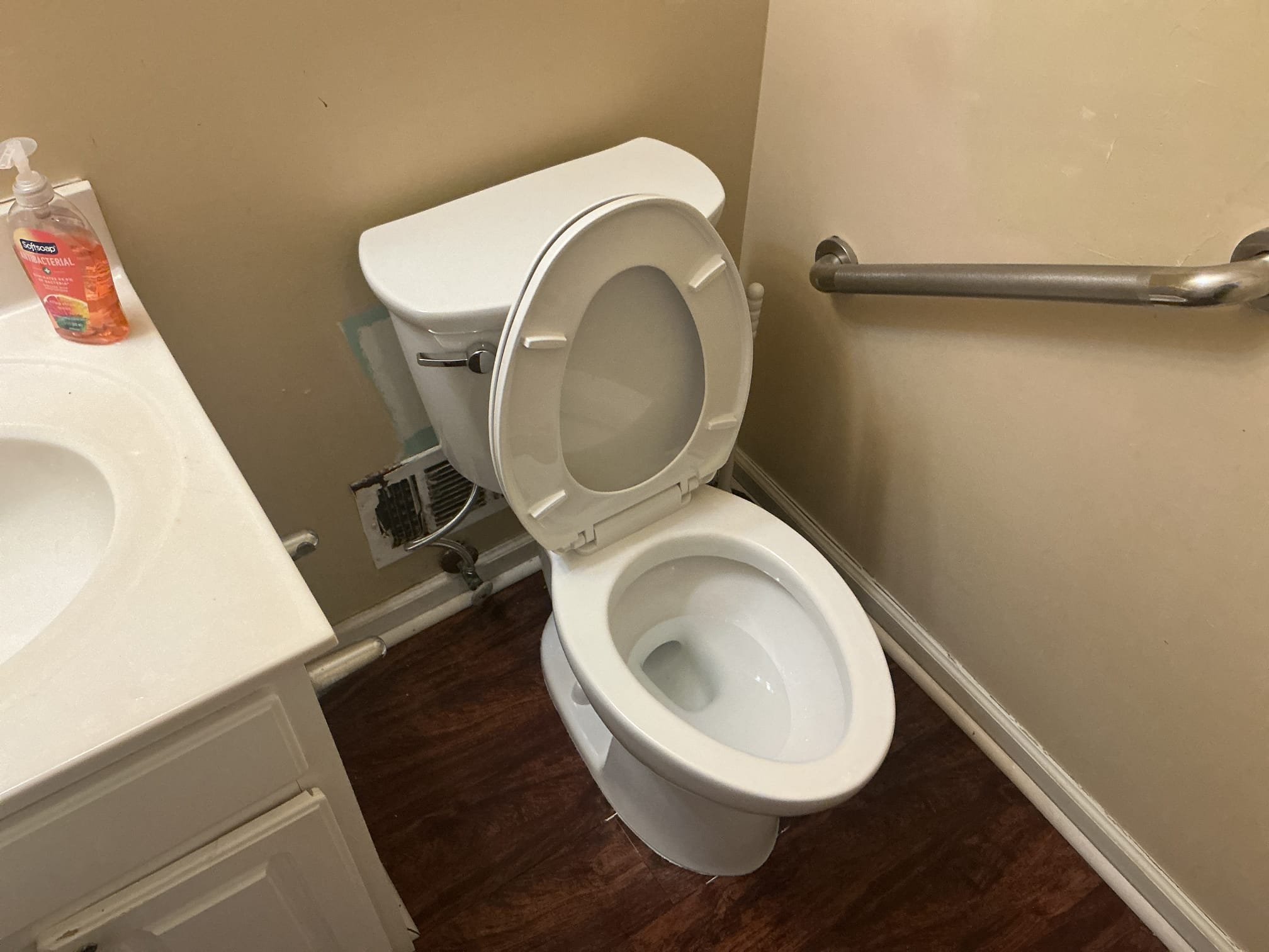 Arrived to the rental property for a leak in the crawlspace coming from the toilet on the first floor half bathroom. I went into the crawlspace after flushing the toilet and discovered a leak whenever the toilet is being used. The toilet was manufactured in 2009 and the tenants state the it clogs regularly. I provided options for repairing or replacing the toilet, client would like to go through with replacement.

Removed water from existing toilet.
Pulled toilet and cleaned surface of the floor.
Supplied and installed brand new American Cadet Pro toilet.
Supplied and installed new wax seal, Johnny bolts, and supply line.
Secured toilet to existing flange.
Flushed toilet numerous times to check for leaks.
There are no leaks at this time.
Caulked base of toilet as well.

*Repaired existing flange as a one time curtesy due to not making client aware of that service when presenting options.