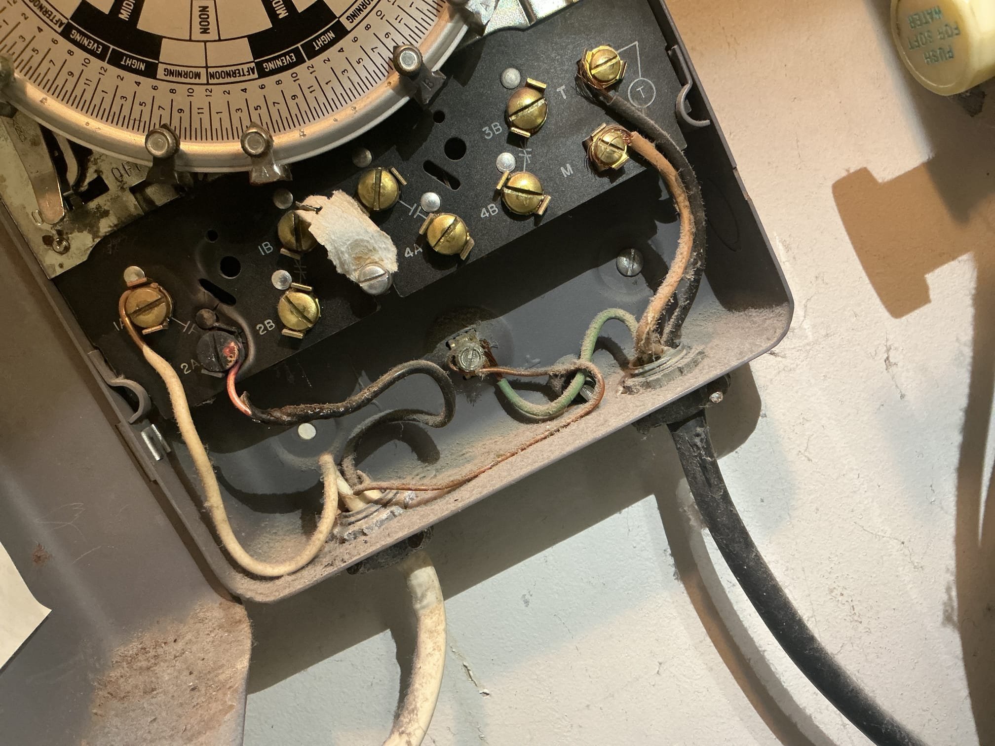 We had recently replaced the 50 gallon electric water heater in the home that was over 14 years old, at the time of completion I turned the breaker back on and the water heater made the usual hissing sound, indicating that the elements are heating up. I arrived today due to no hot water, went to breaker and saw it tripped, turned it on and wires from the timer box started to spark. The wires appeared to be melted and replacement is highly recommended to get hot water. I have passed of Tower Bridge Electrical to further diagnose issue with breaker and timer. Client is fully aware and understands this issue