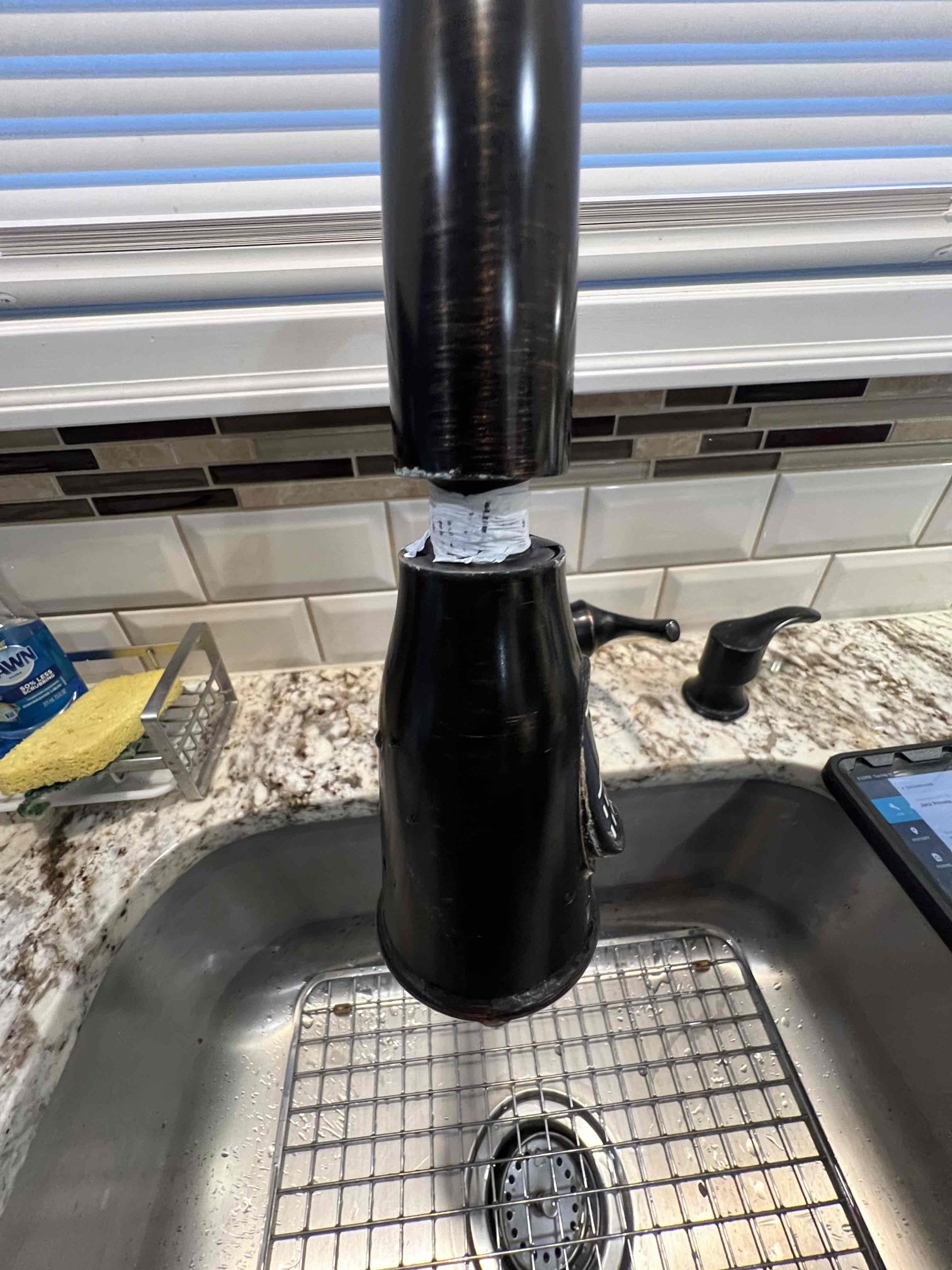 Arrived on site client stated thier sprayer hose was broken. Customer had a sprayer hose replacement on site but told her it’s best we replace the faucet. Client wanted the faucet in the same color and she wanted to get her own faucet and have us install it. Took deposit and we will return another day.