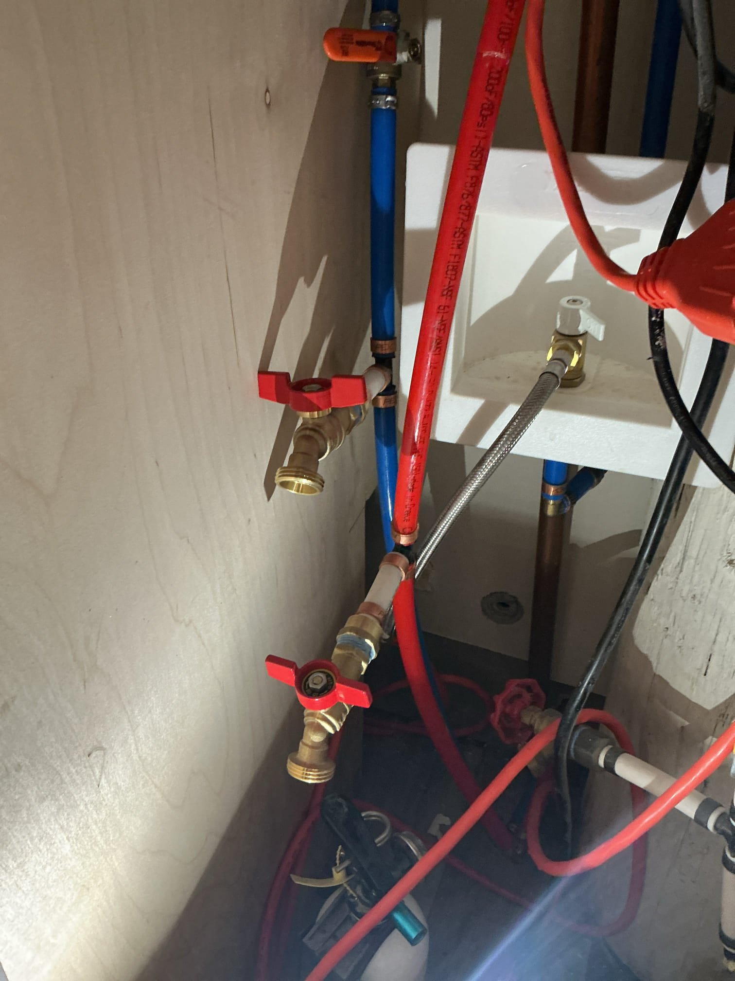 Arrived to the home, client states they had an extremely high water bill, when they arrived to the home they shut off the water to both the outdoor rinse station and the hose Bibb next to it. There is a little hatch next behind the shower where the shut off valves and winterization set up is for the hose Bibb only. I first turned on the hose Bibb valve and there are no leaks at this time. I next went to the shower valve and discovered that the cartridge had blew apart resulting in the leak. There is no winterization set up for the outdoor rinse station, I will provide options for replacement of the cartridge for the client, and options to make a winterization set up for the rinse station.

Disconnected and removed existing delta shower cartridge from rinse station.
Supplied and installed direct replacement cartridge and secured those connections.

*I did not turn the system on to prevent further freeze breaks, made client aware that if there is a leak on our work there is a full warran