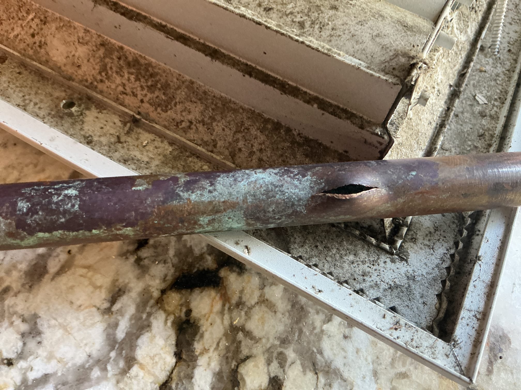 Arrived to the home, client stated they have a freeze break in the attic that ultimately flooded the first floor bathroom. Ceiling is already taken down and I can visually see the leak. I provided options for repair and client would like to just repair the break to get the water back on to the home.

Cleaned surface of the piping.
Cut out and removed freeze break.
Supplied and installed new copper pipe and fittings.
Secured my connections and turned the water back on to the home to check for leaks.
There are no leaks at this time.
Purged the system of air as well.

*Client is aware that MyGuy Plumbing can not provide a warranty if another freeze break were to occur.