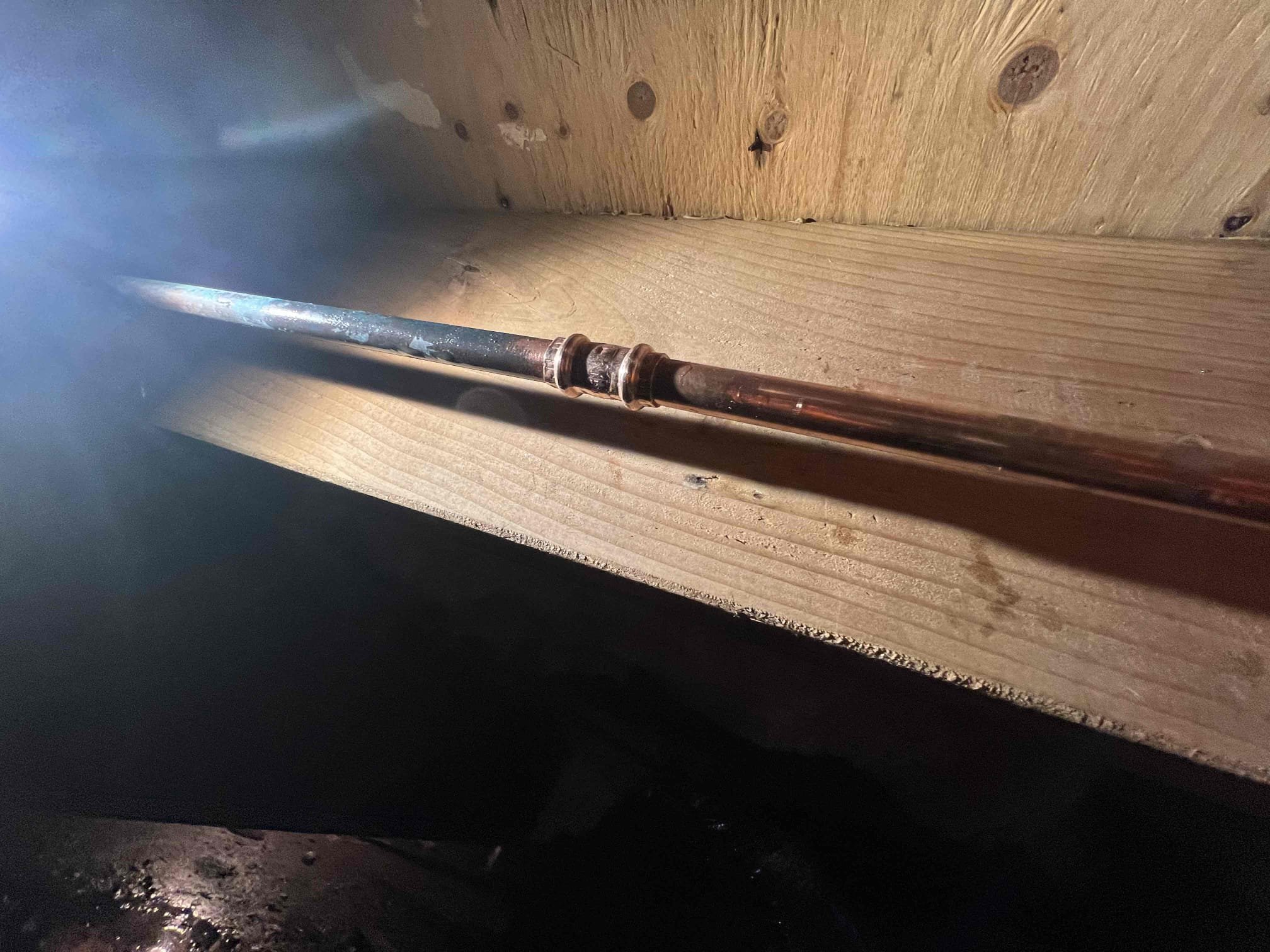 Arrived on site client stated that they had another pipe burst in the crawlspace and thinks it could potentially be on our repair from last week. Upon inspection client had two separate pipe bursts in two different spots that was not on our repair last time. Today we replaced those pipe breaks and turned the water back on to test for leaks. There are no leaks at this time.