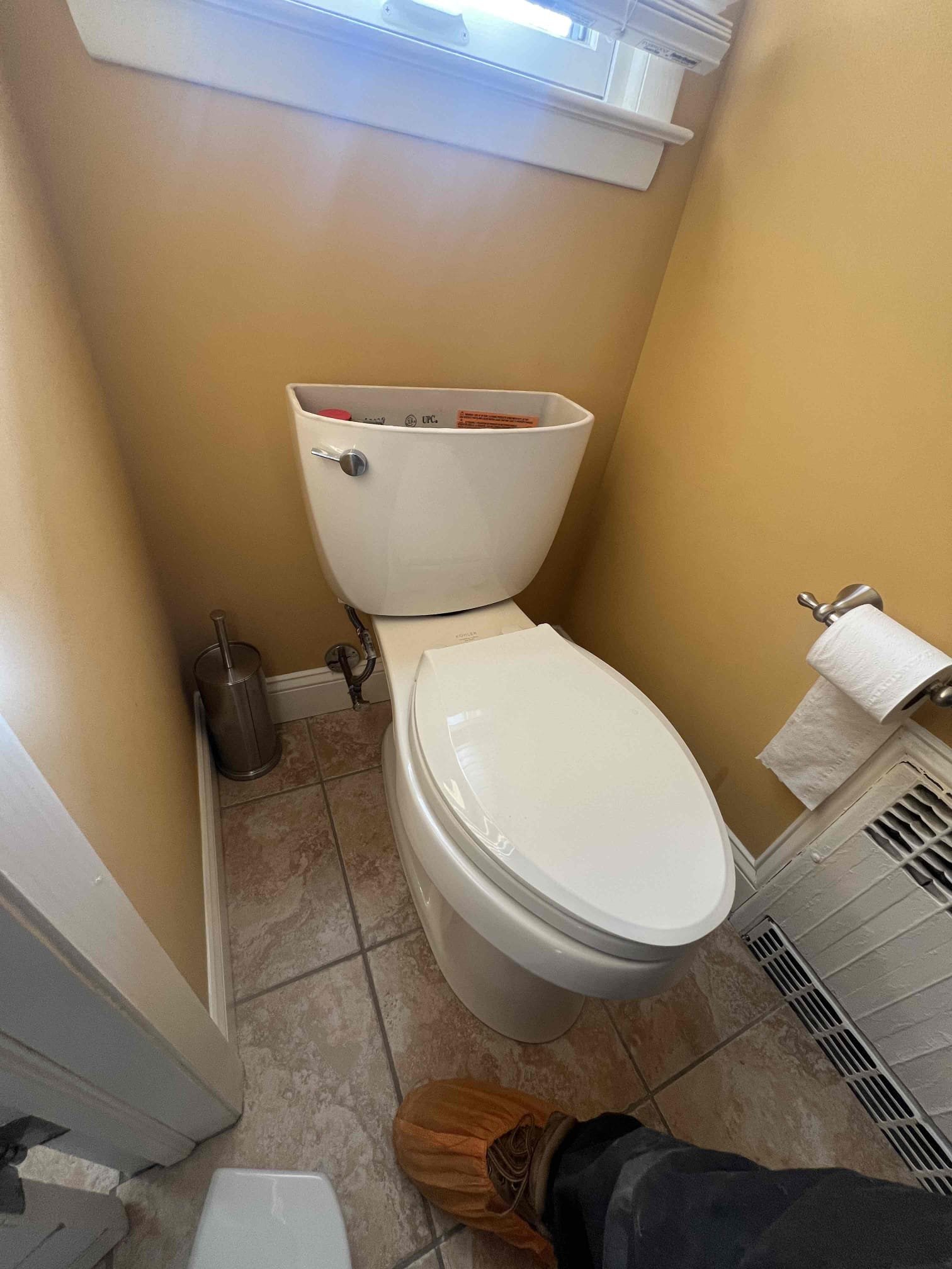 Arrived on site to perform plumbing inspection. Client stated that her toilet kept running. Upon inspection the fill valve was shot and kept running so I turned the valve offf for now. Also during inspection we found two valves under a lav sink the were seized and very old along with the trap being brass I recommended to replace it with plastic tubing. Left client multiple options for the toilet so she could decide in the future which route she wanted to go.