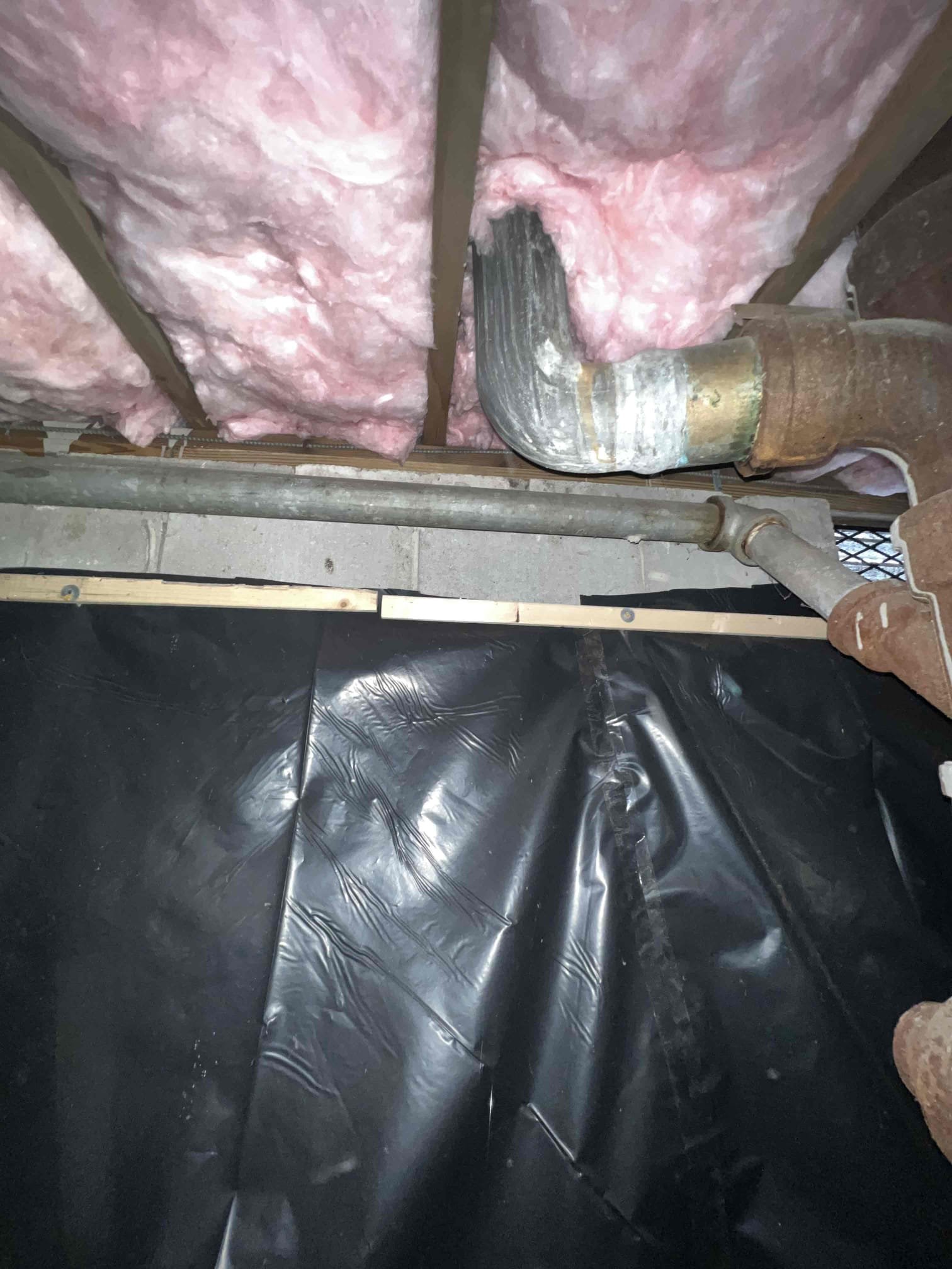 Arrived on site client stated when using the kitchen it comes out of the shower. Upon inspection the crawlspace the client has galvanized piping which I recommend to get replaced. Also he does not have a main shutoff valve in the crawlspace before and after the meter so a left estimates to replace that as well. The water company would need to be called to install new valves for the client. Today we repiped the kitchen and shower drain in the crawlspace and when done we tested for drain flow and leaks. There are no leaks at this time and the client can now use his shower and kitchen sink.